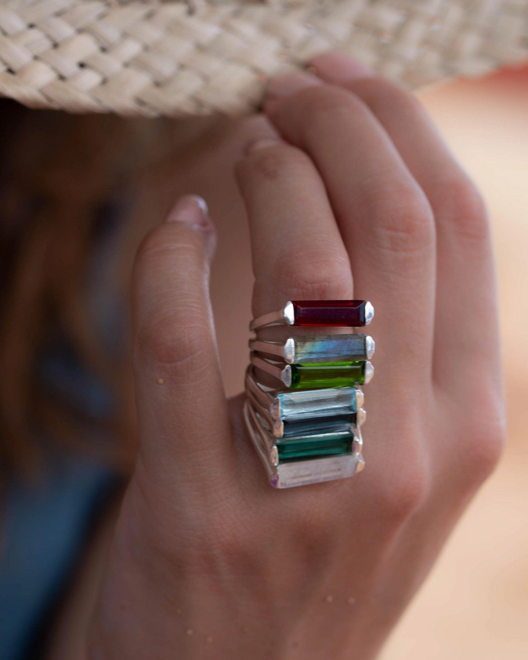 Carine Ring ~ Green Tourmaline Hydro ~ Sterling Silver 925 ~MR231
