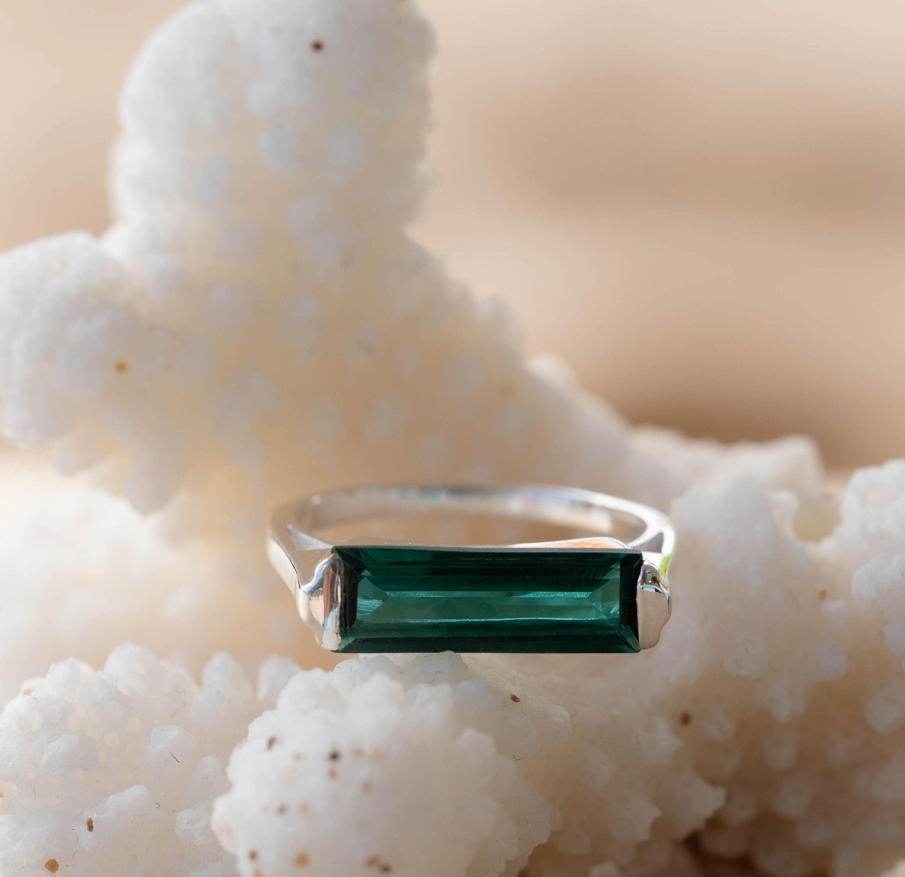 Carine Ring ~ Green Tourmaline Hydro ~ Sterling Silver 925 ~MR231