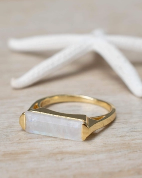 Carine Ring ~Moonstone ~ Gold Plated ~ MR167