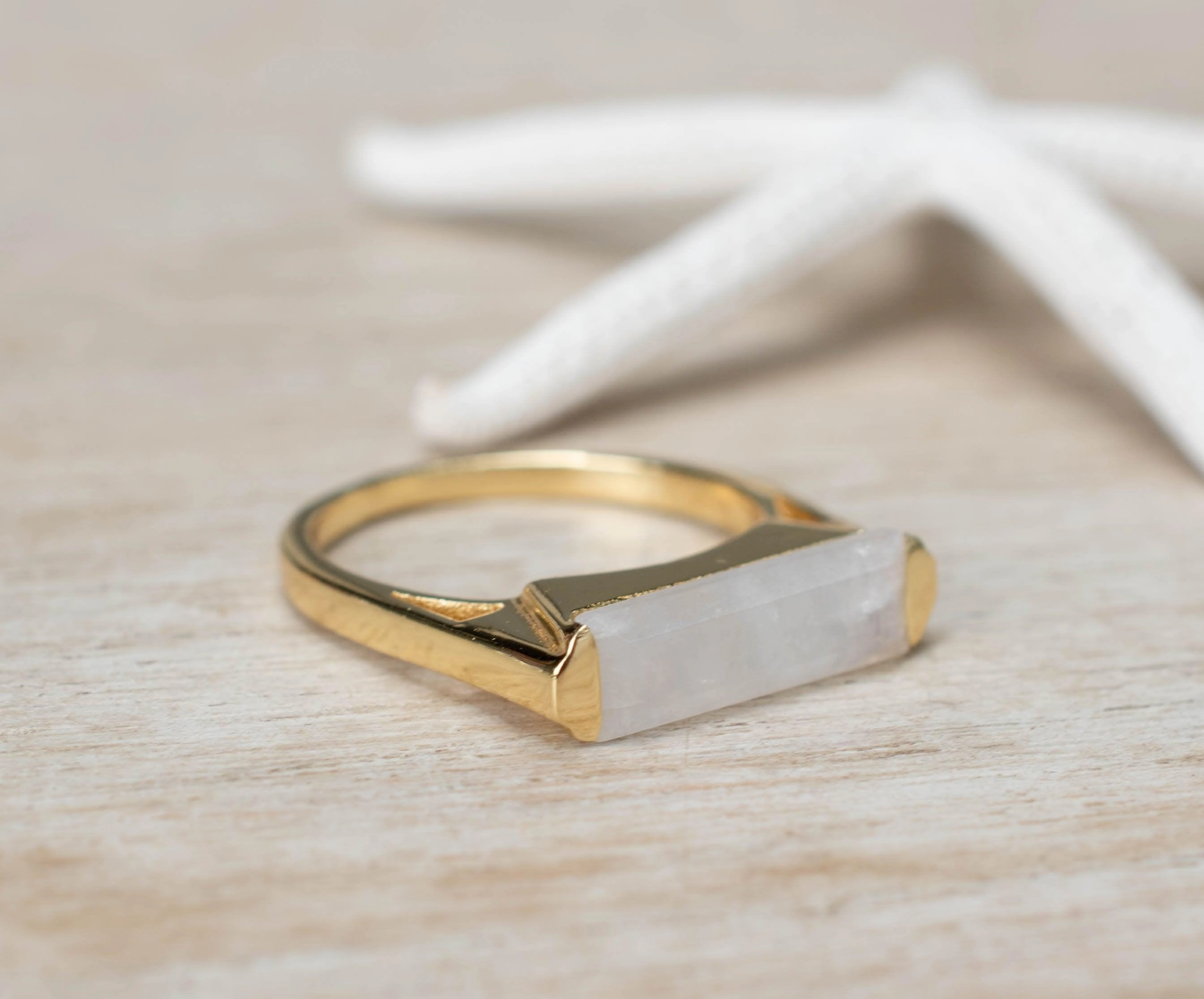 Carine Ring ~Moonstone ~ Gold Plated ~ MR167