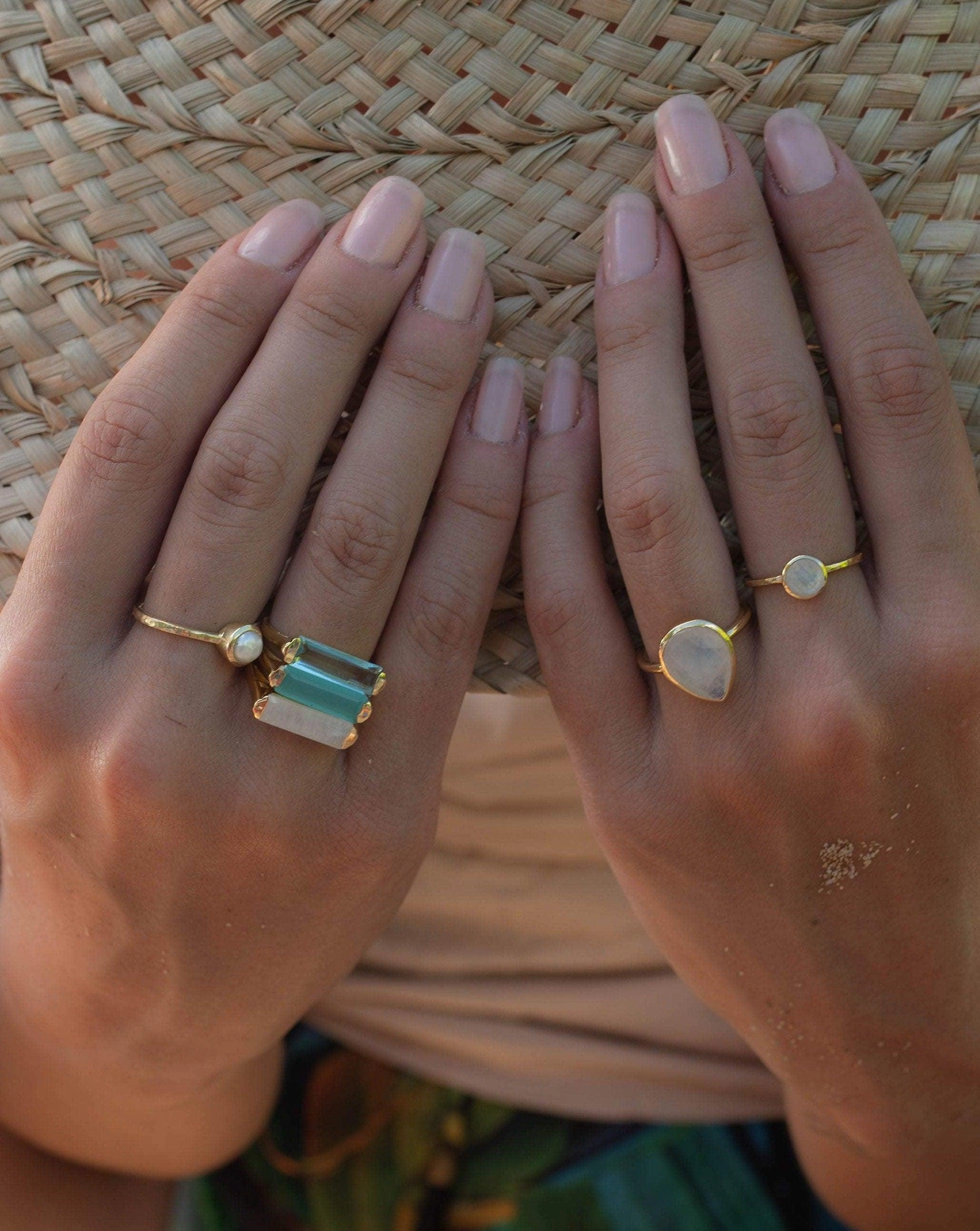 Carine Ring ~Moonstone ~ Gold Plated ~ MR167