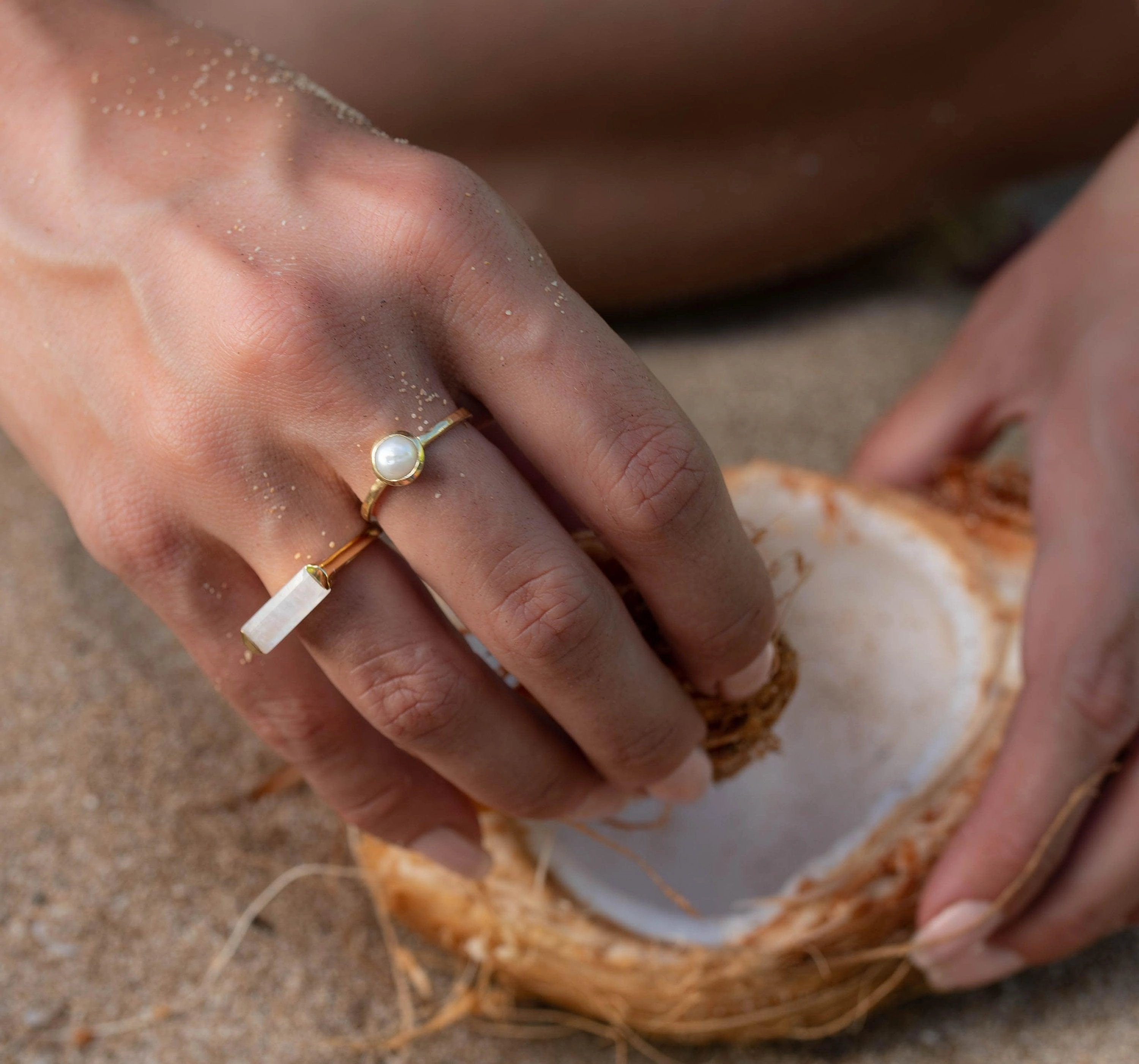 Carine Ring ~Moonstone ~ Gold Plated ~ MR167