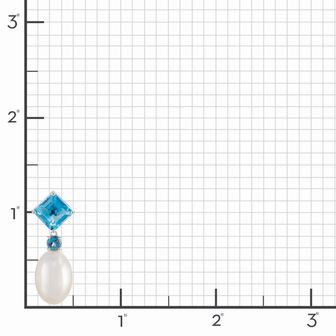 Carmel Drop Earrings in Pearls & Blue Topaz