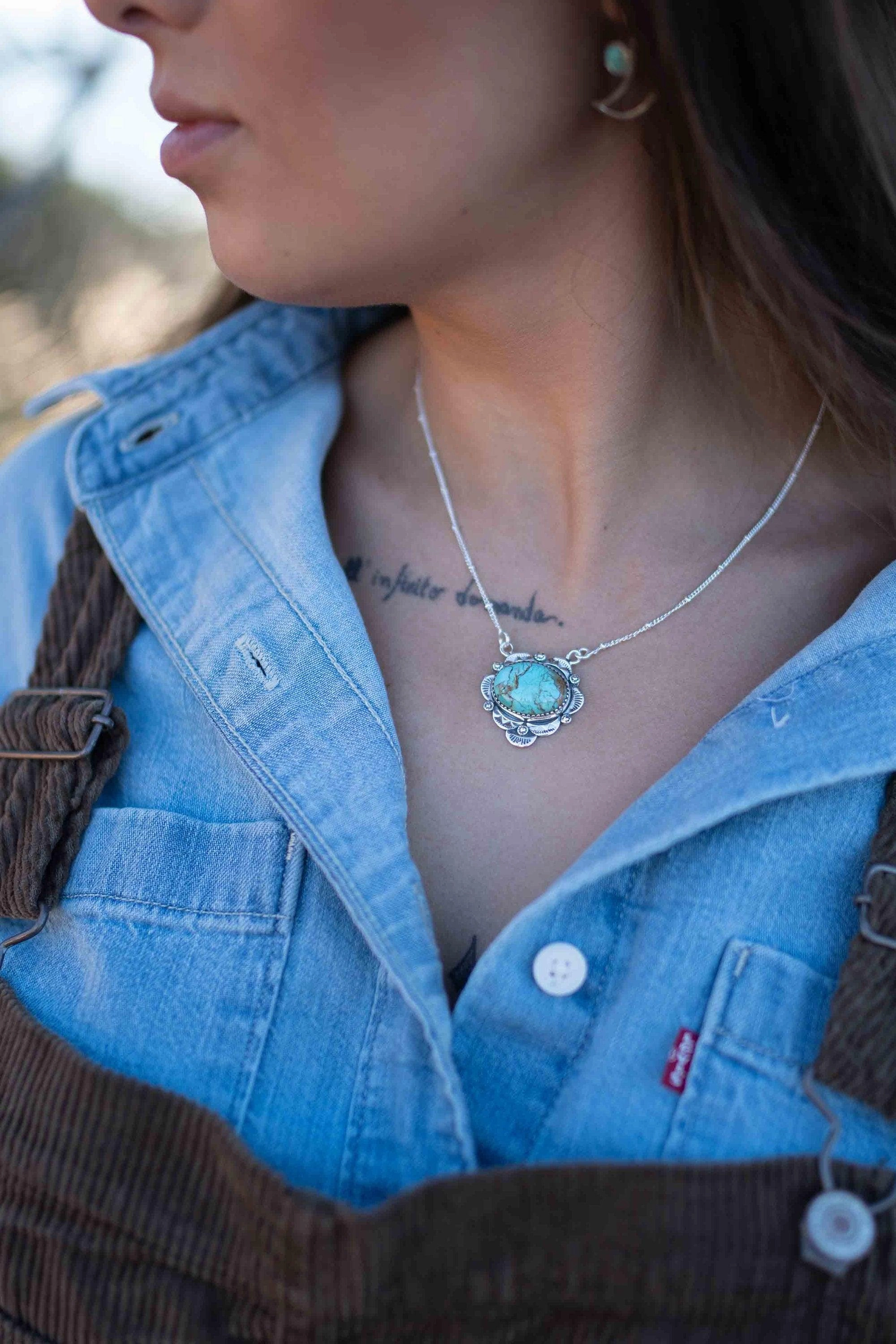 Carol Necklace ~Turquoise ~ Sterling Silver 925 ~ MN067