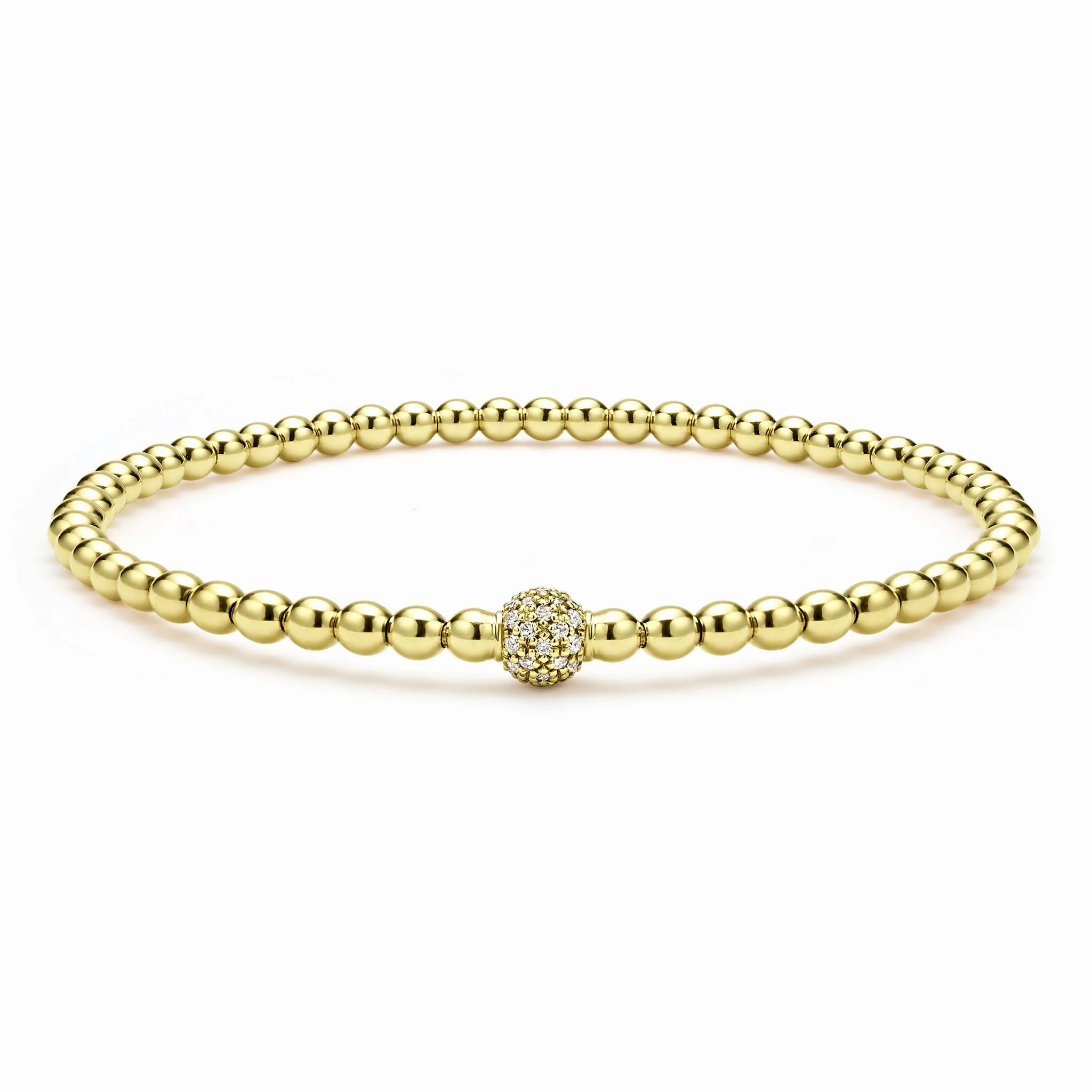 Caviar Gold 18K Gold and Diamond Bead Bracelet | 3mm