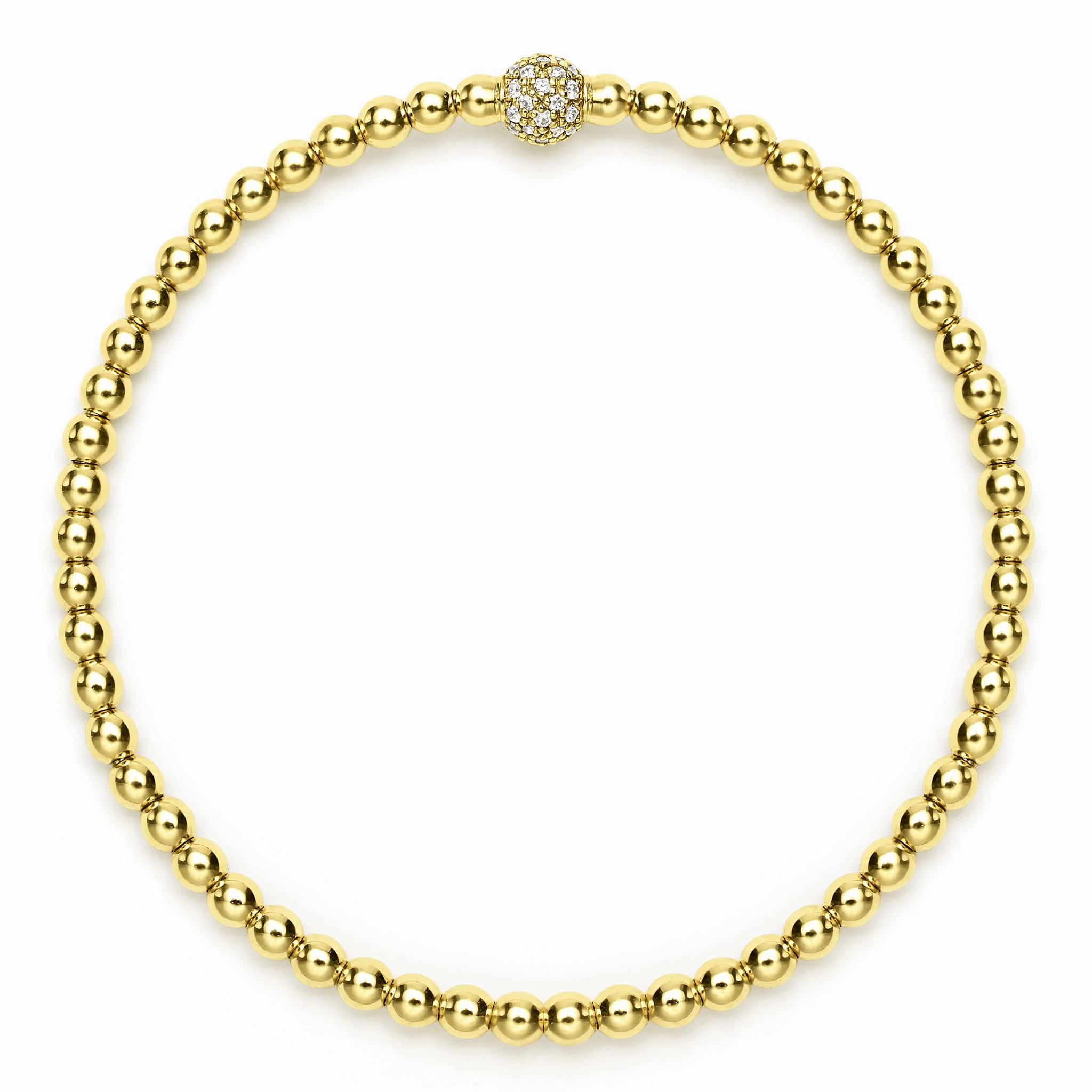 Caviar Gold 18K Gold and Diamond Bead Bracelet | 3mm