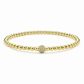 Caviar Gold 18K Gold and Diamond Bead Bracelet | 3mm