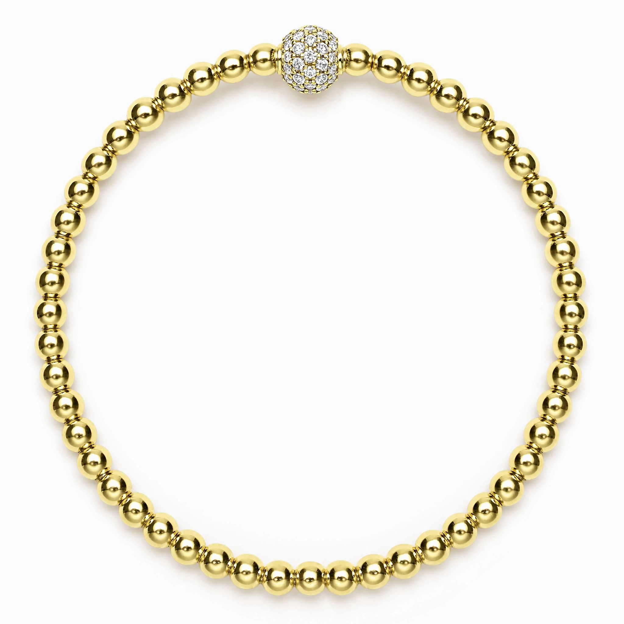 Caviar Gold 18K Gold and Diamond Bead Bracelet | 4mm