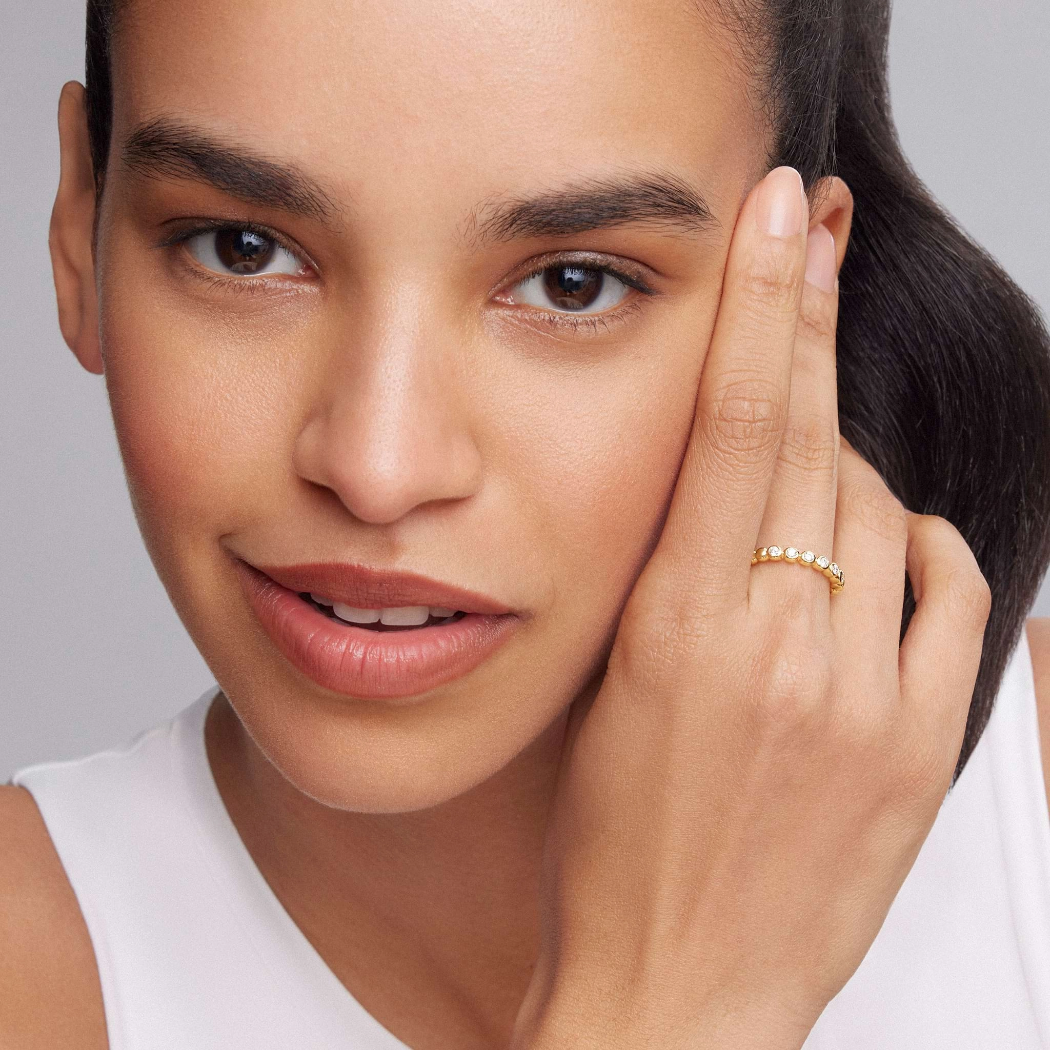 Caviar Gold 18K Gold and Diamond Stacking Ring