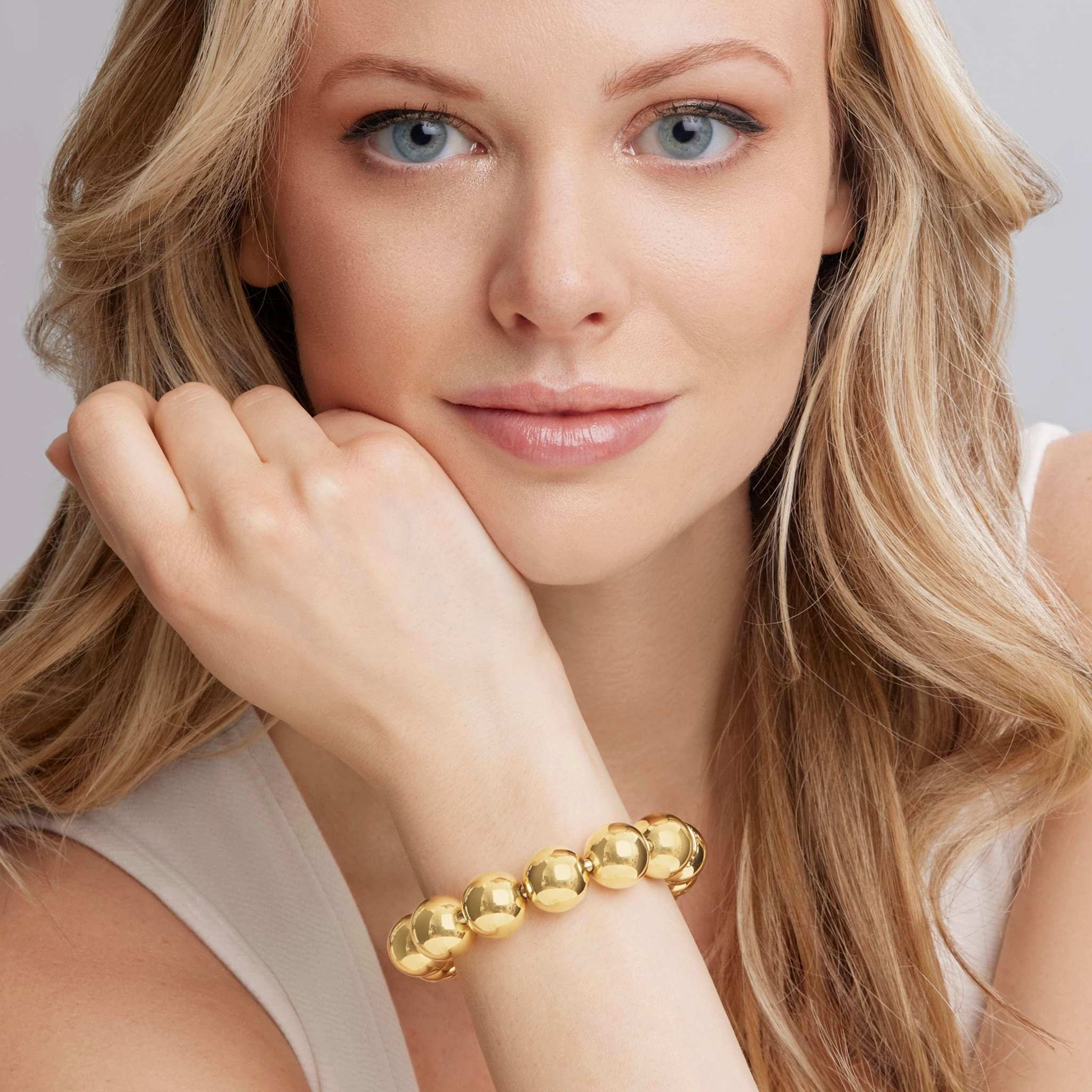Caviar Gold 18K Gold Bead Bracelet | 15mm