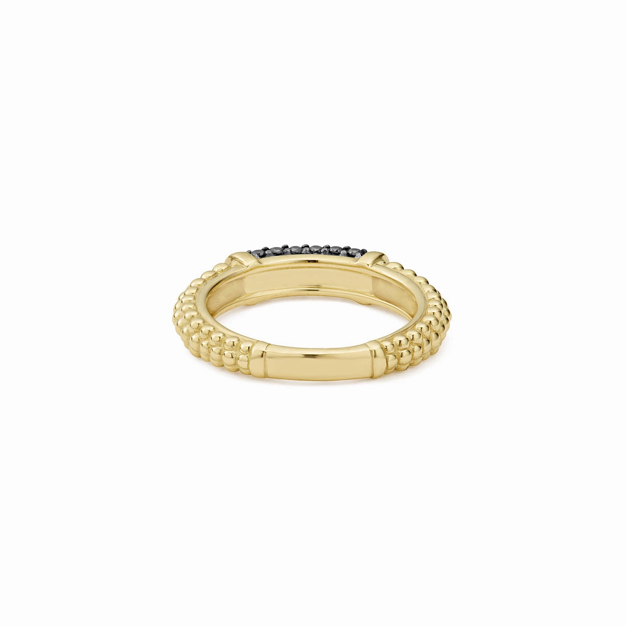 Caviar Gold 18K Gold Caviar Black Diamond Stacking Ring