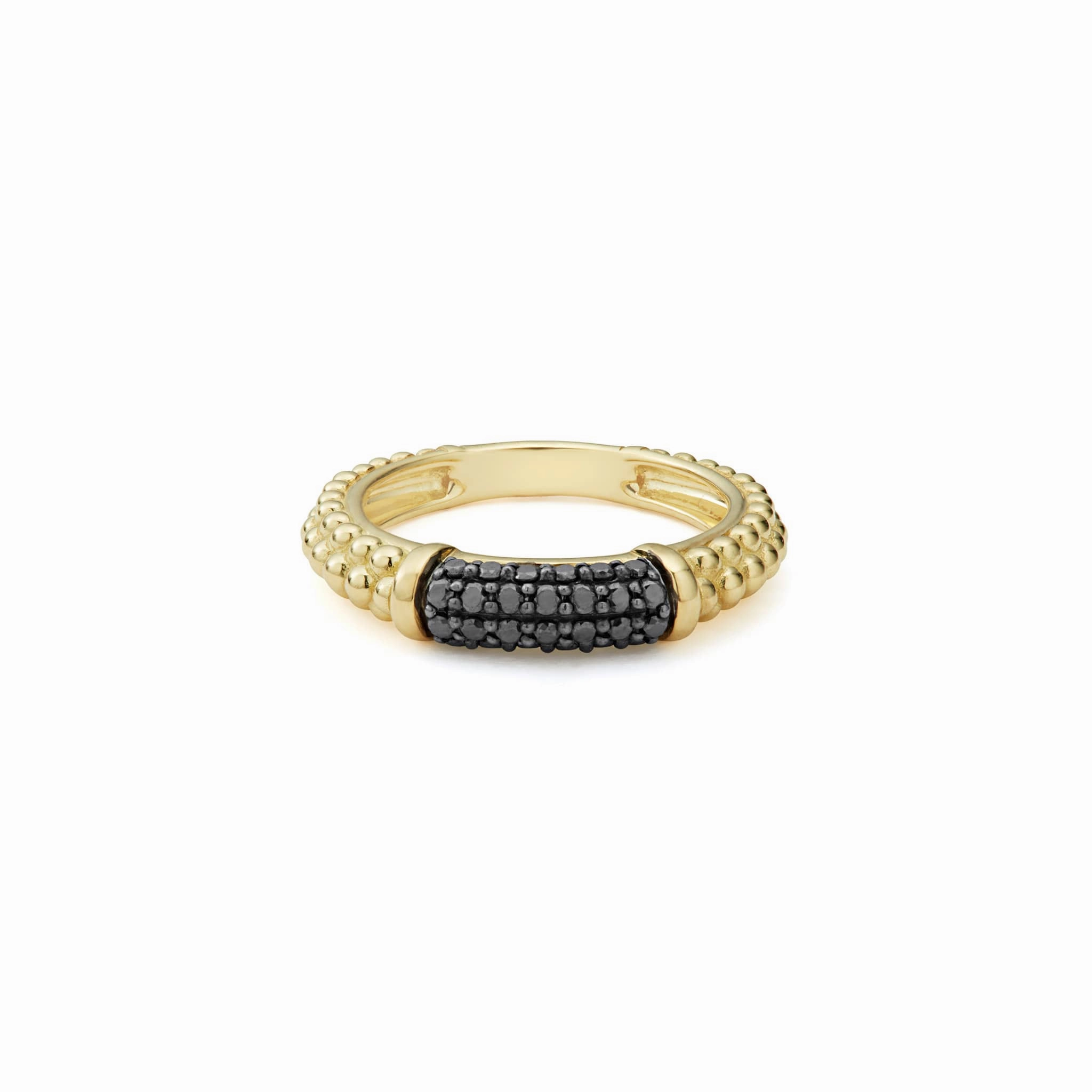 Caviar Gold 18K Gold Caviar Black Diamond Stacking Ring