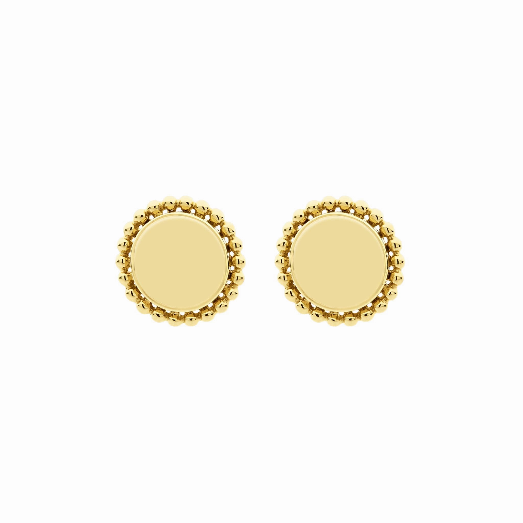 Caviar Gold 18K Gold Circle Stud Earrings