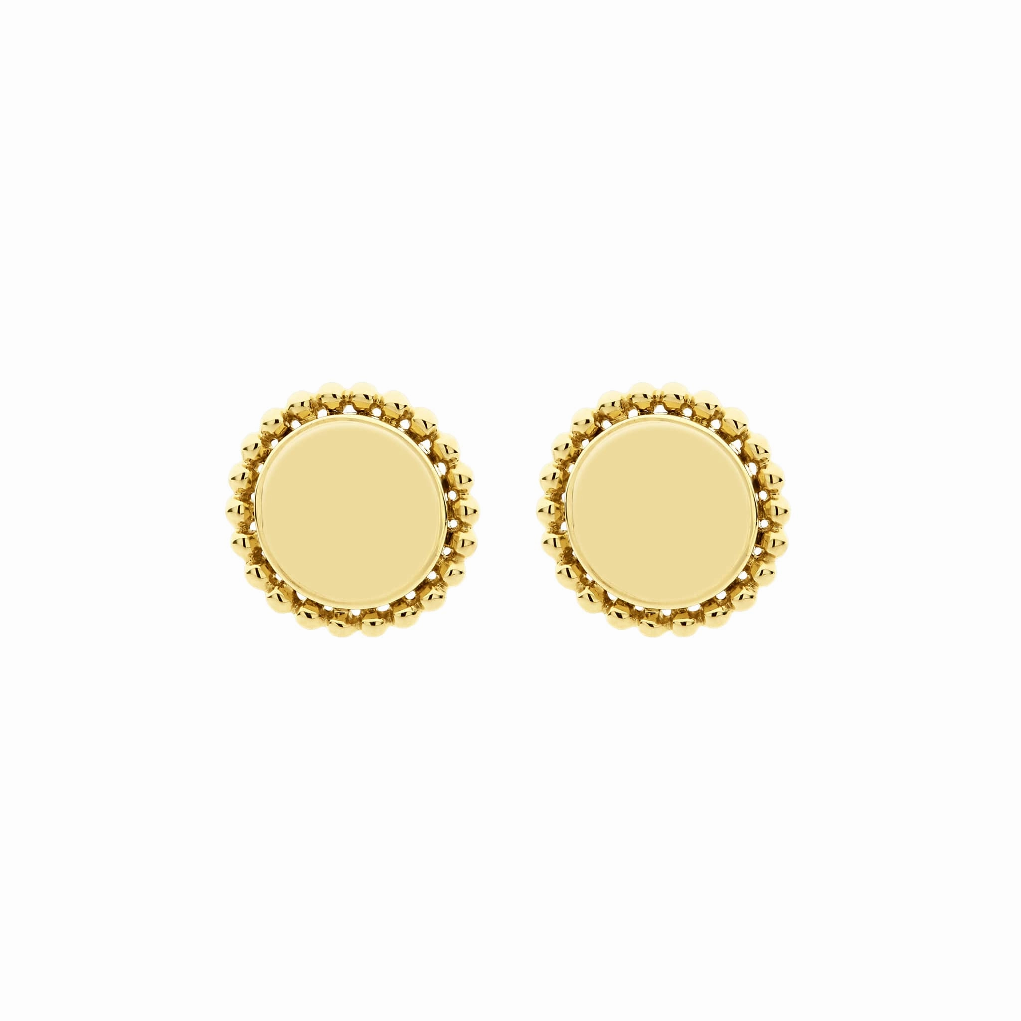 Caviar Gold 18K Gold Circle Stud Earrings