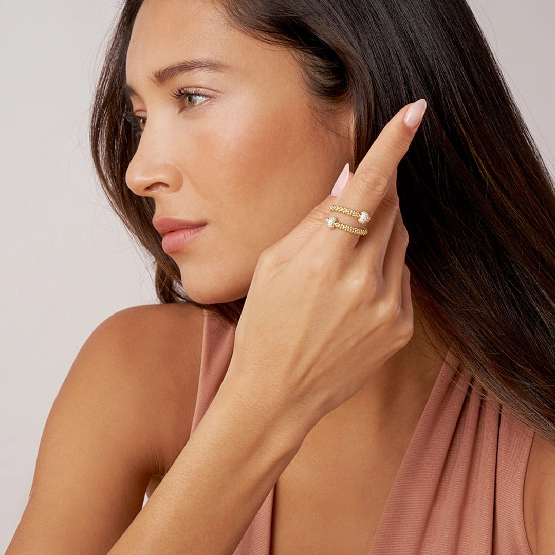 Caviar Gold 18K Gold Diamond Ball Wrap Ring
