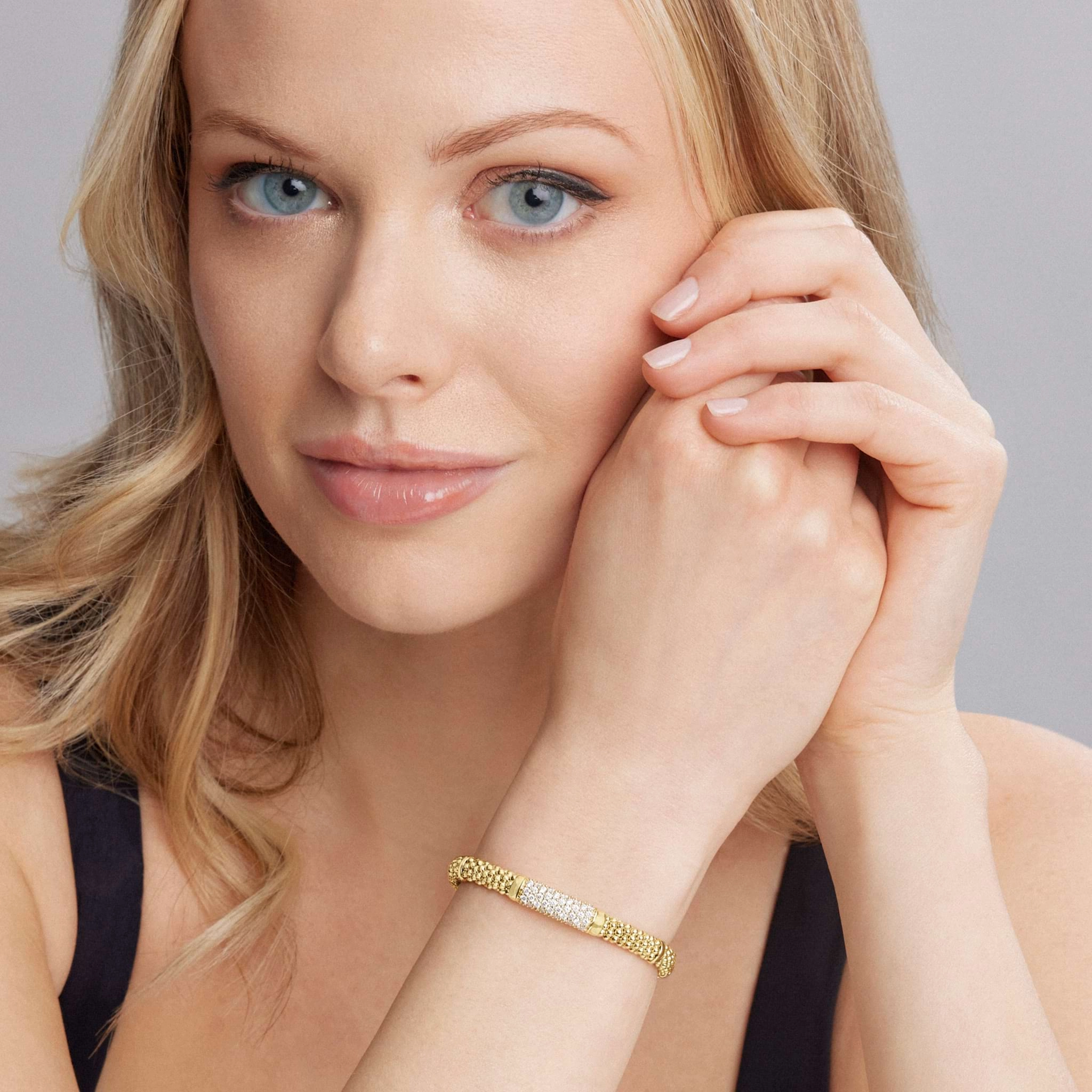 Caviar Gold 18K Gold Diamond Bracelet | 6mm