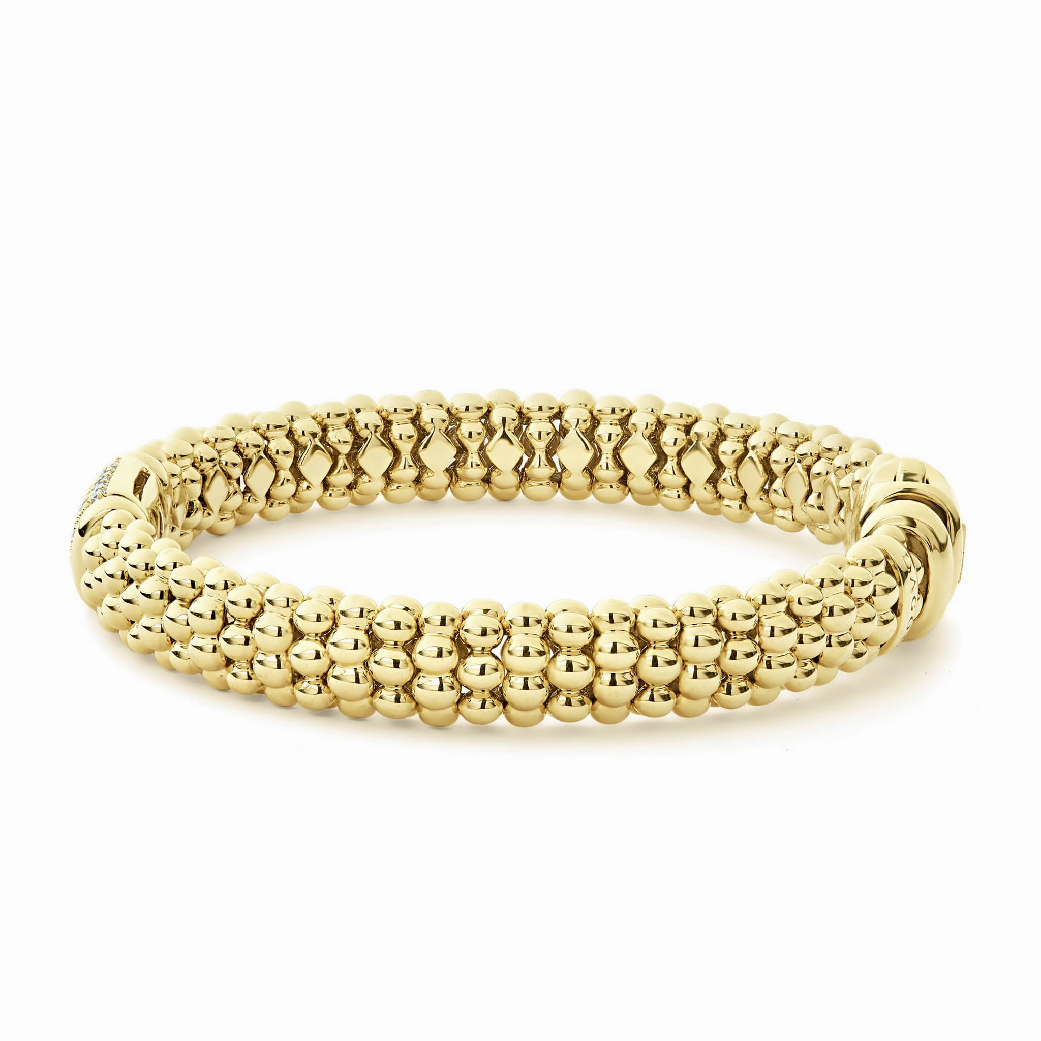 Caviar Gold 18K Gold Diamond Bracelet | 9mm