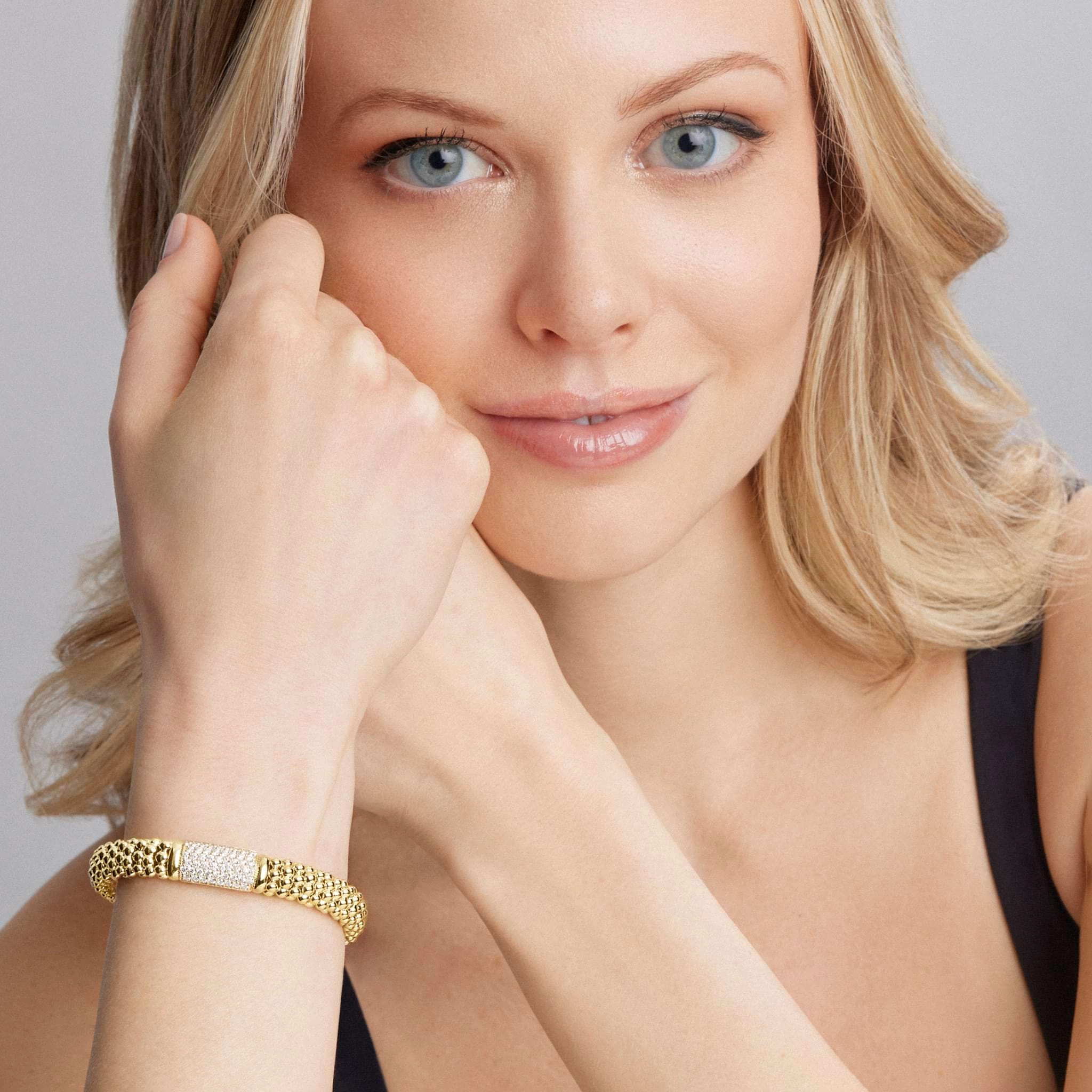 Caviar Gold 18K Gold Diamond Bracelet | 9mm