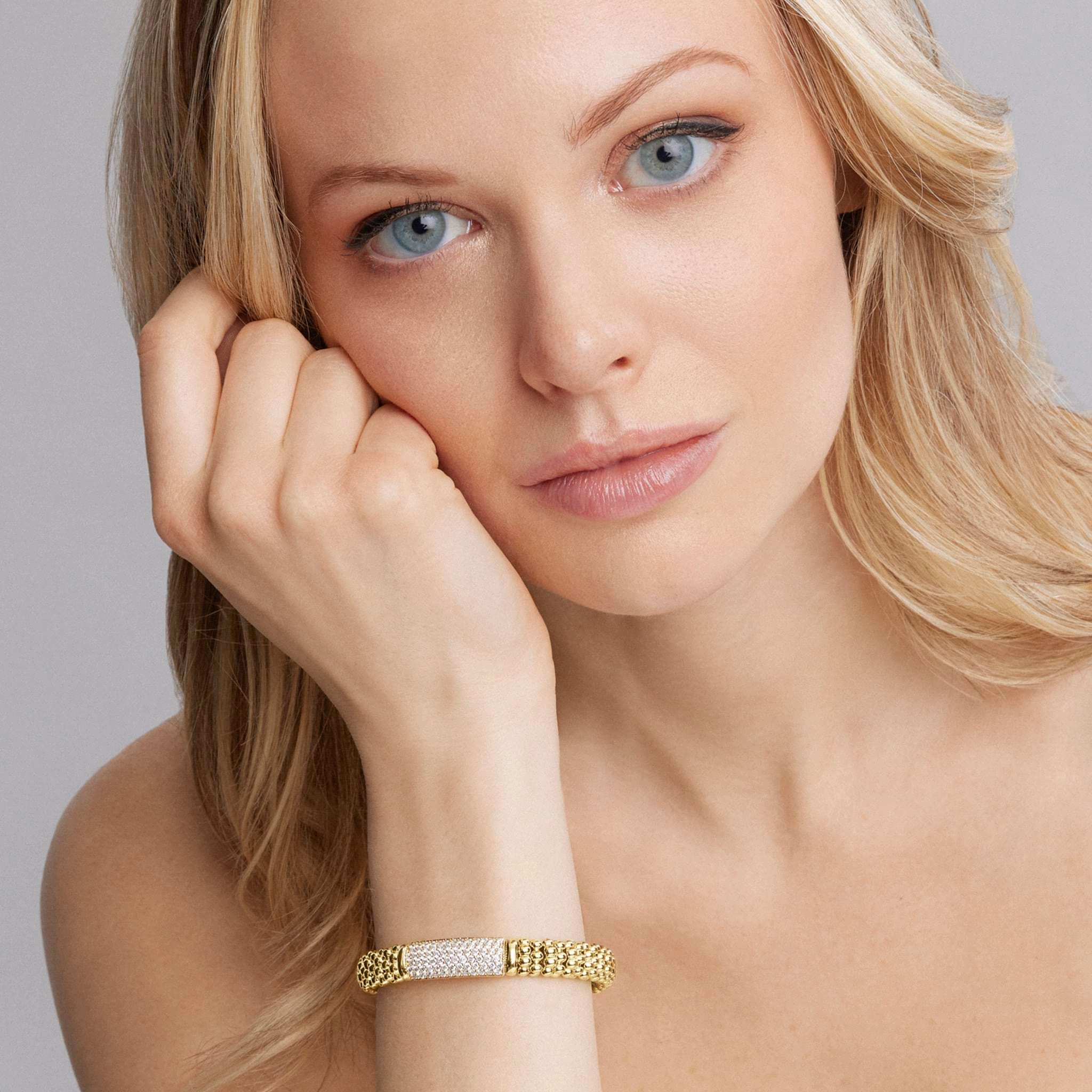 Caviar Gold 18K Gold Diamond Bracelet | 9mm