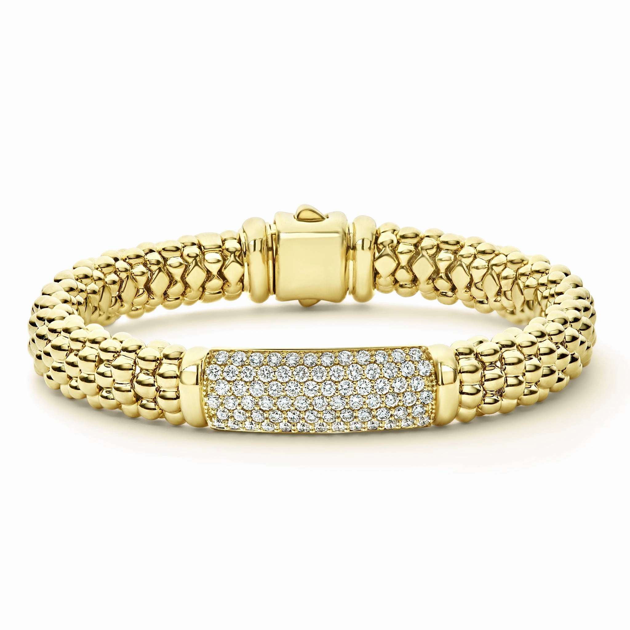 Caviar Gold 18K Gold Diamond Bracelet | 9mm