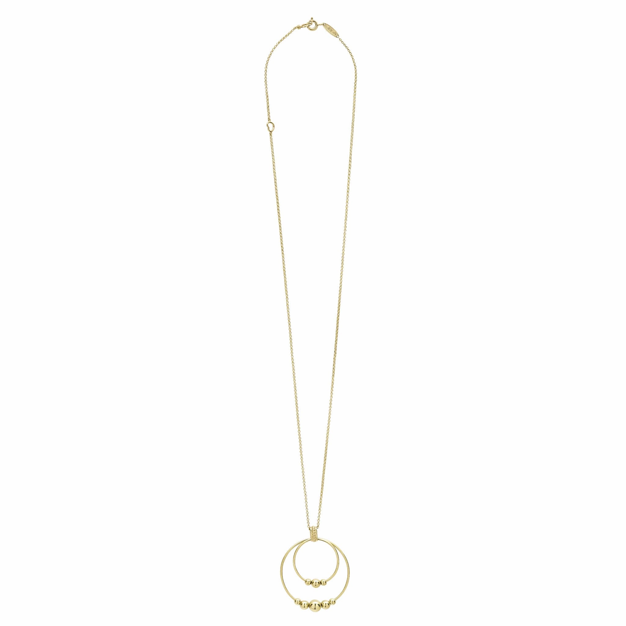 Caviar Gold 18K Gold Double Circle Bead Pendant Necklace