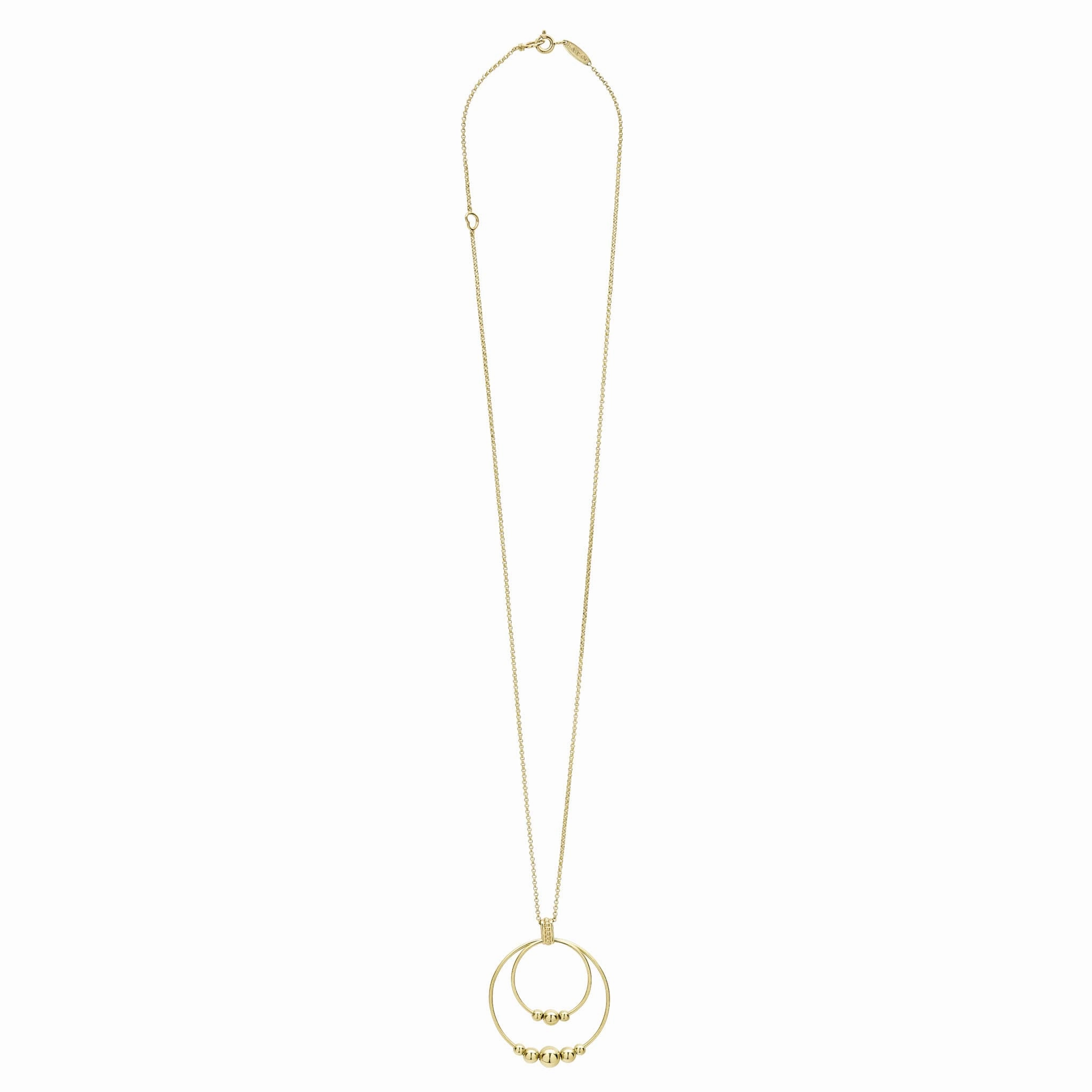 Caviar Gold 18K Gold Double Circle Bead Pendant Necklace