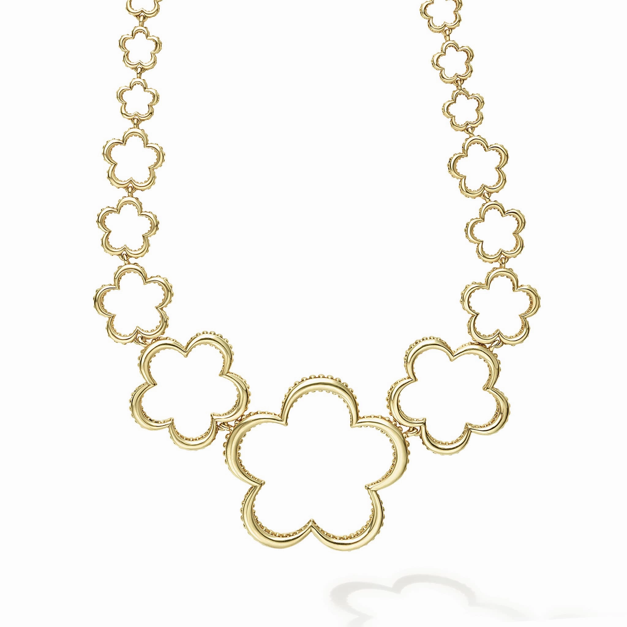 Caviar Gold 18K Gold Floral Link Necklace