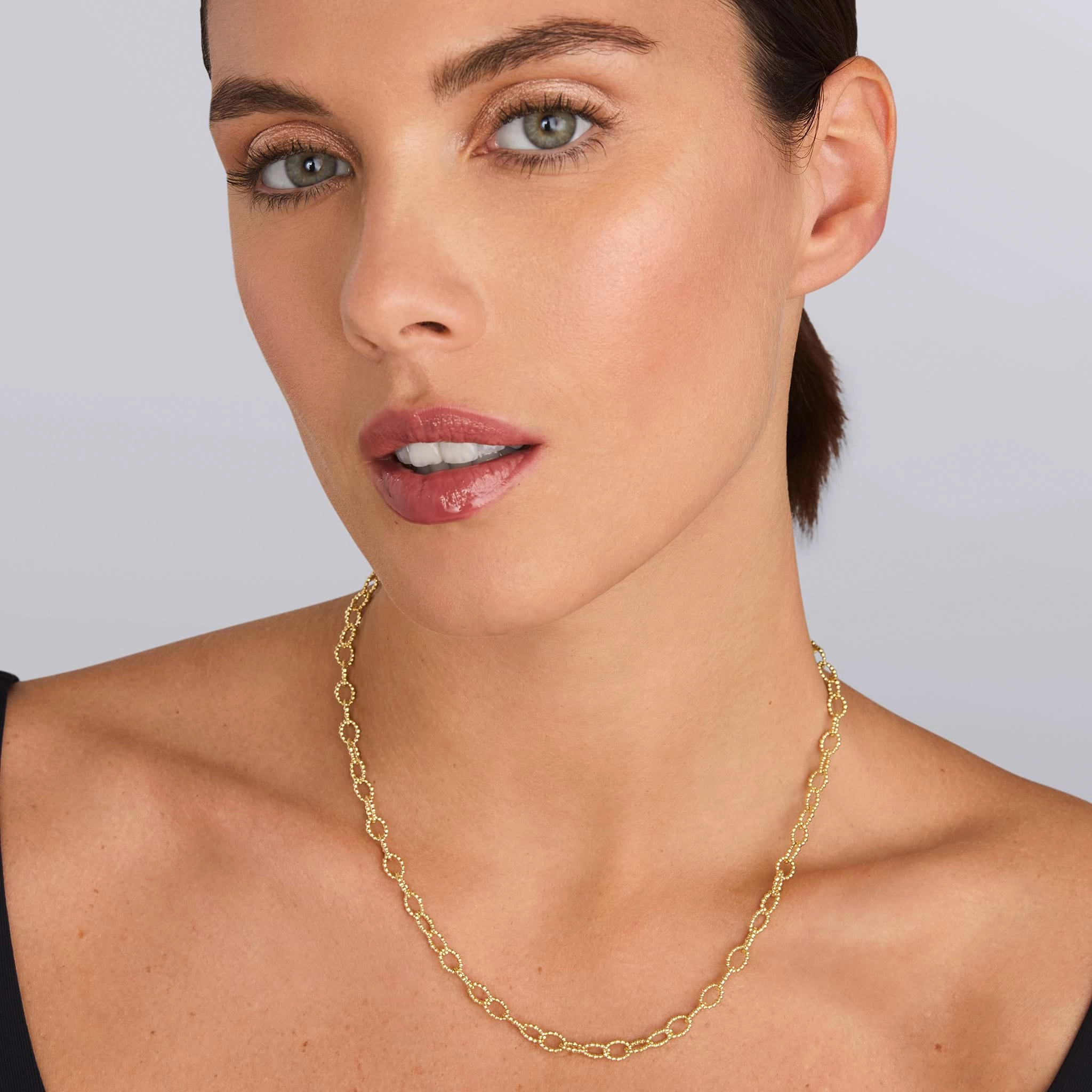 Caviar Gold 18K Gold Fluted Link Necklace