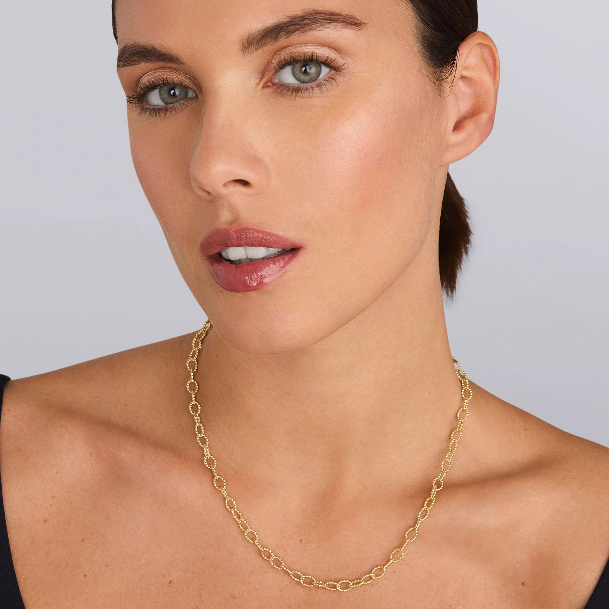 Caviar Gold 18K Gold Fluted Link Necklace