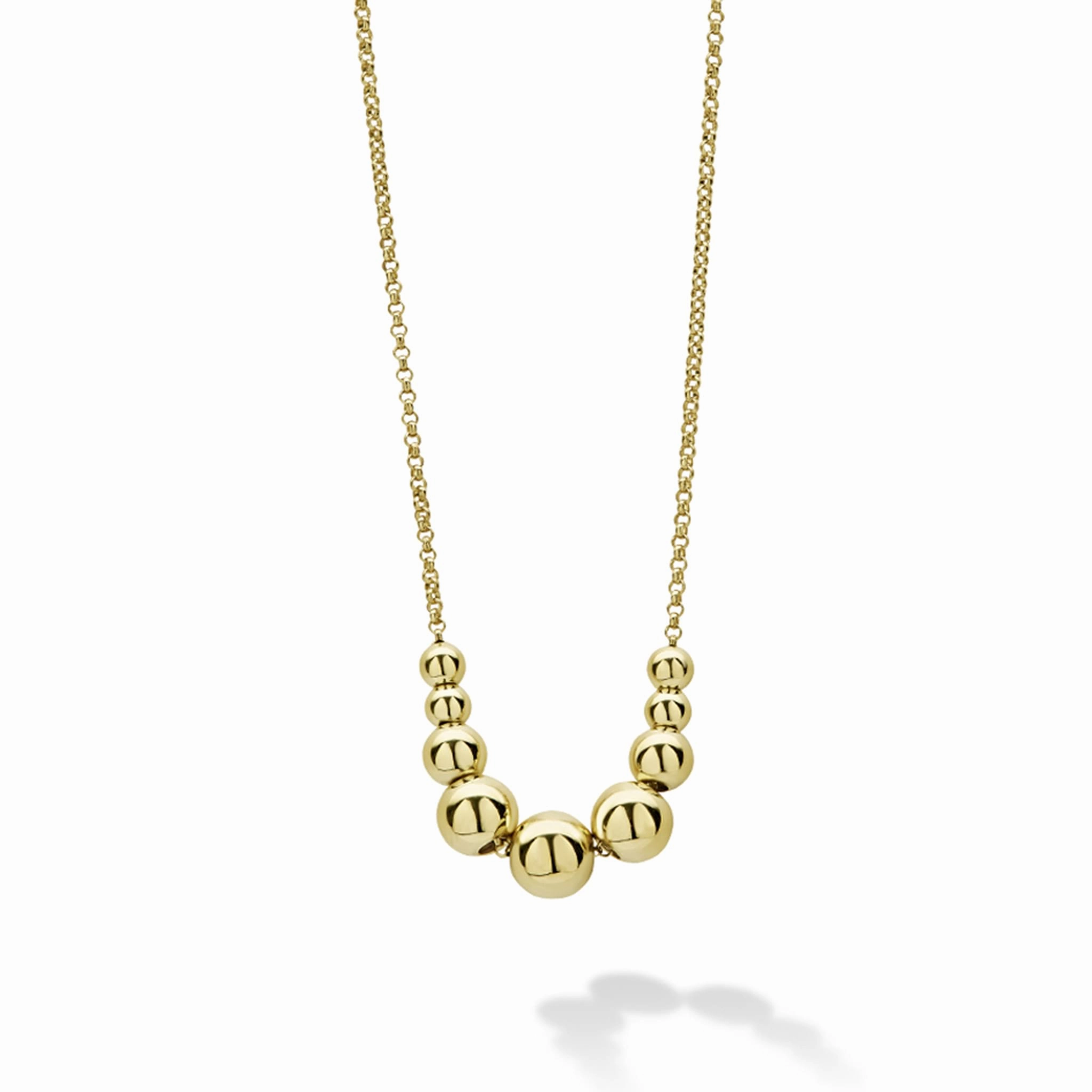 Caviar Gold 18K Gold Graduated Bead Necklace