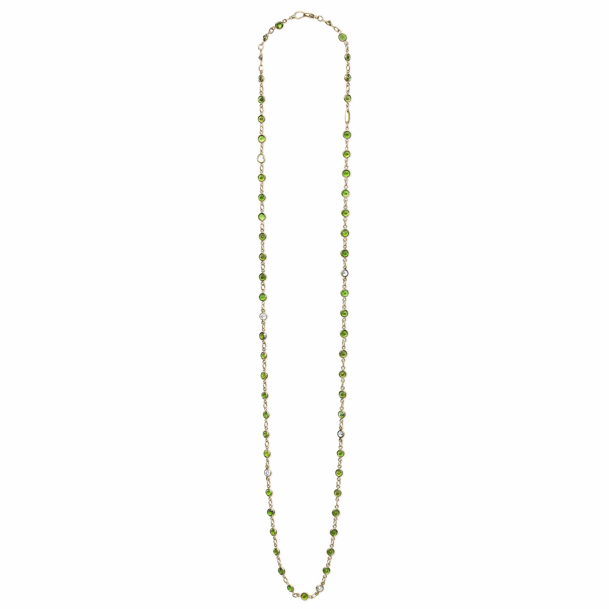 Caviar Gold 18K Gold Green Tourmaline and Diamond Necklace