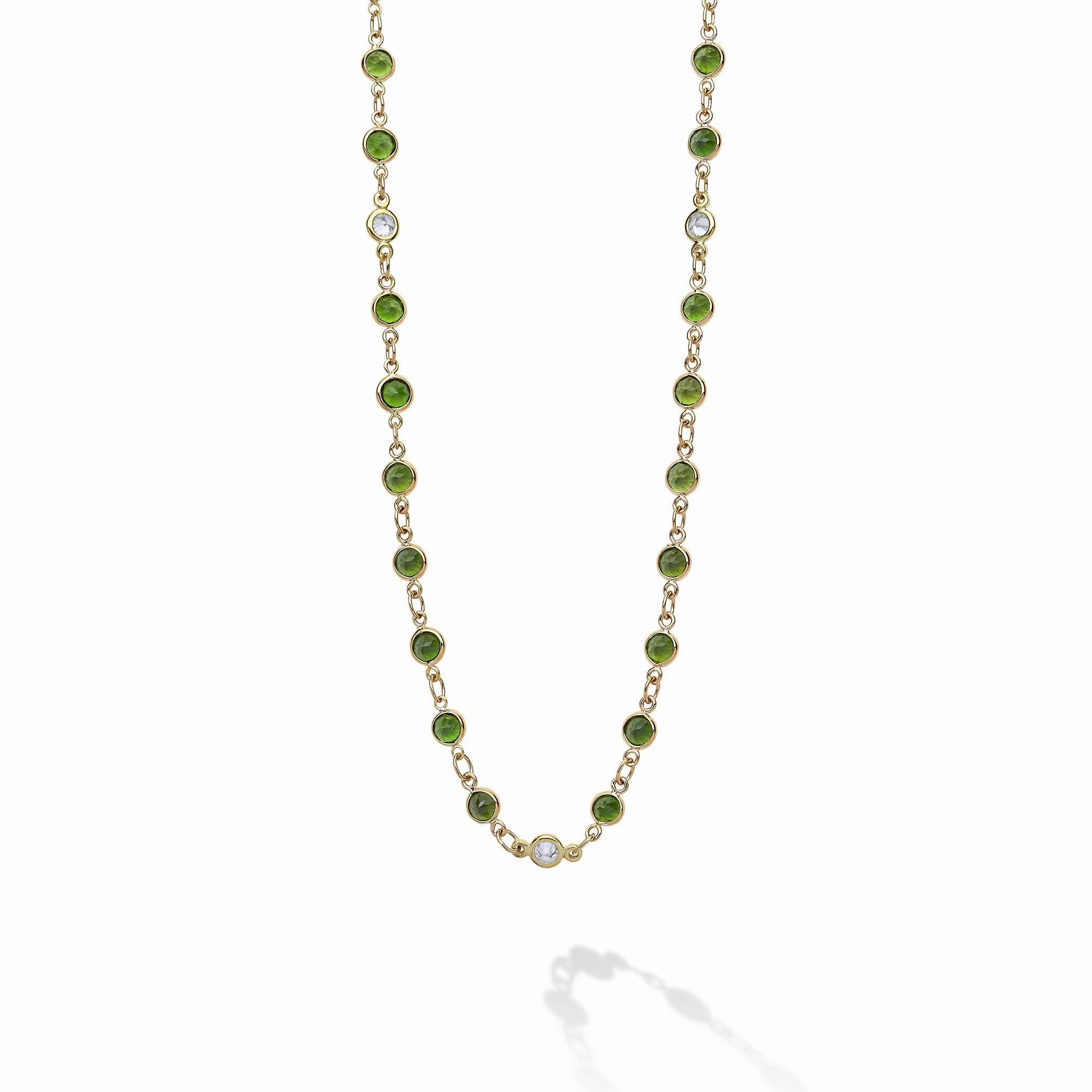 Caviar Gold 18K Gold Green Tourmaline and Diamond Necklace