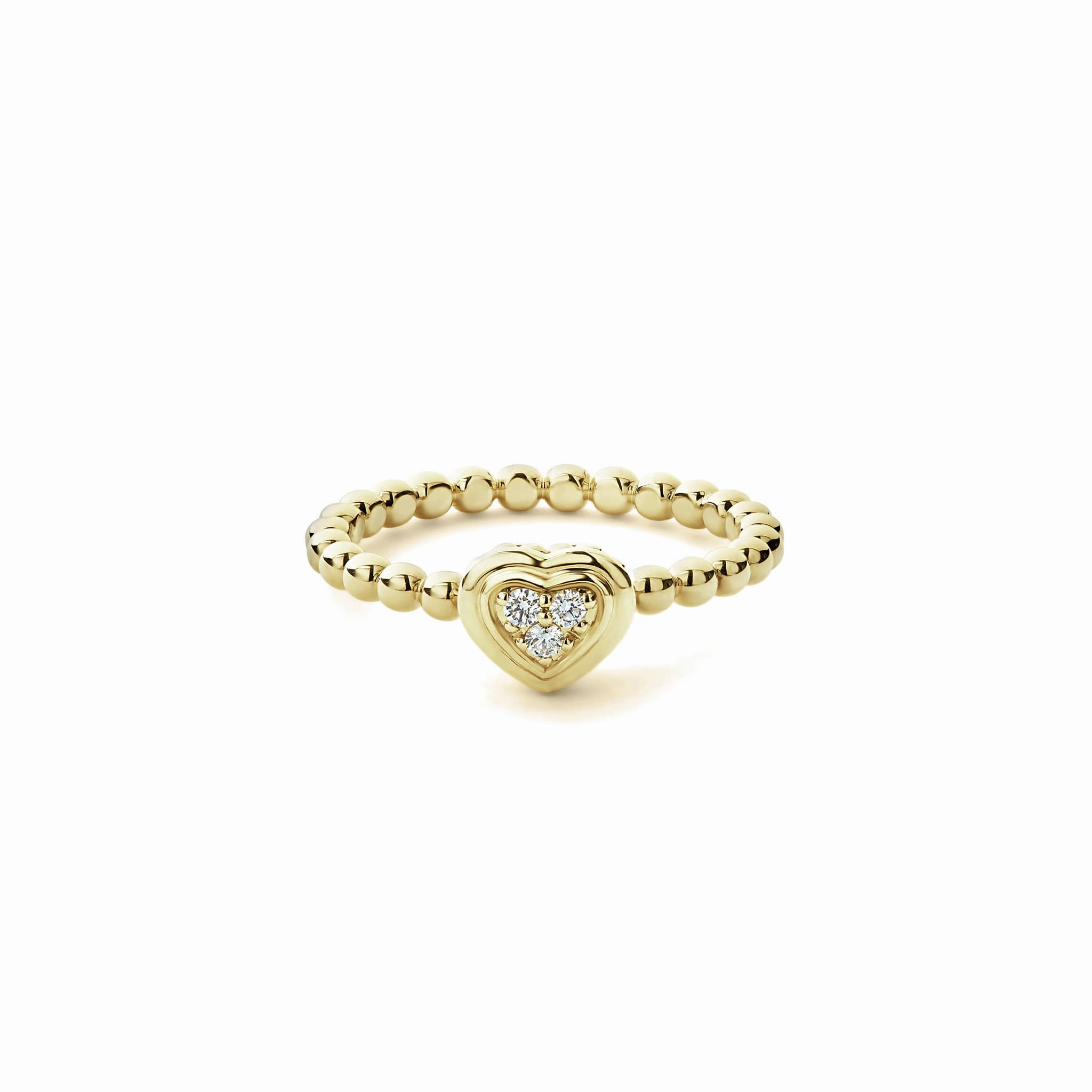 Caviar Gold 18K Gold Heart Diamond Ring