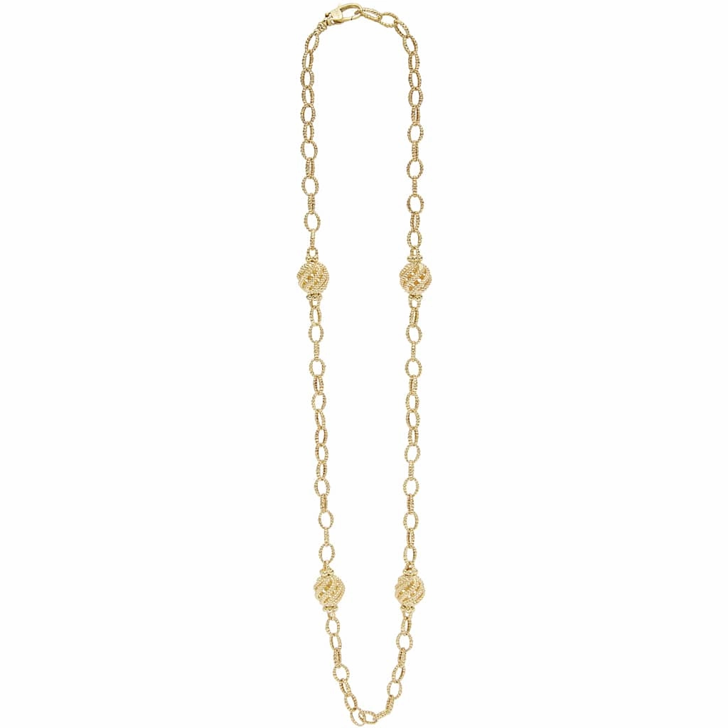 Caviar Gold 18K Gold Open Ball Link Necklace