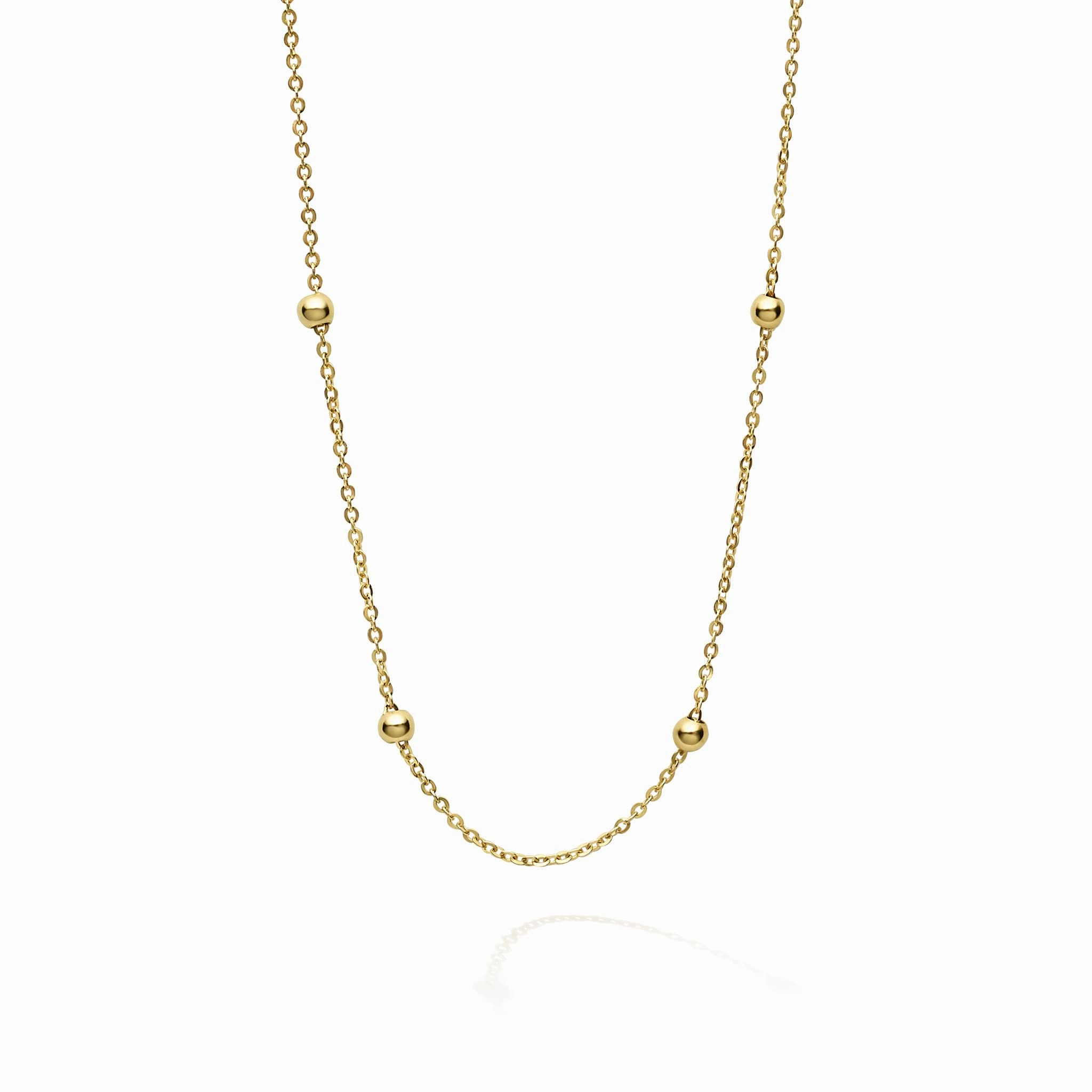 Caviar Gold 18K Gold Station Beaded Necklace