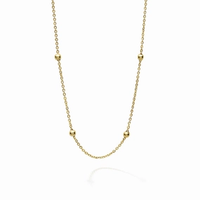 Caviar Gold 18K Gold Station Beaded Necklace