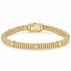 Caviar Gold 18K Gold Station Caviar Bracelet | 6mm