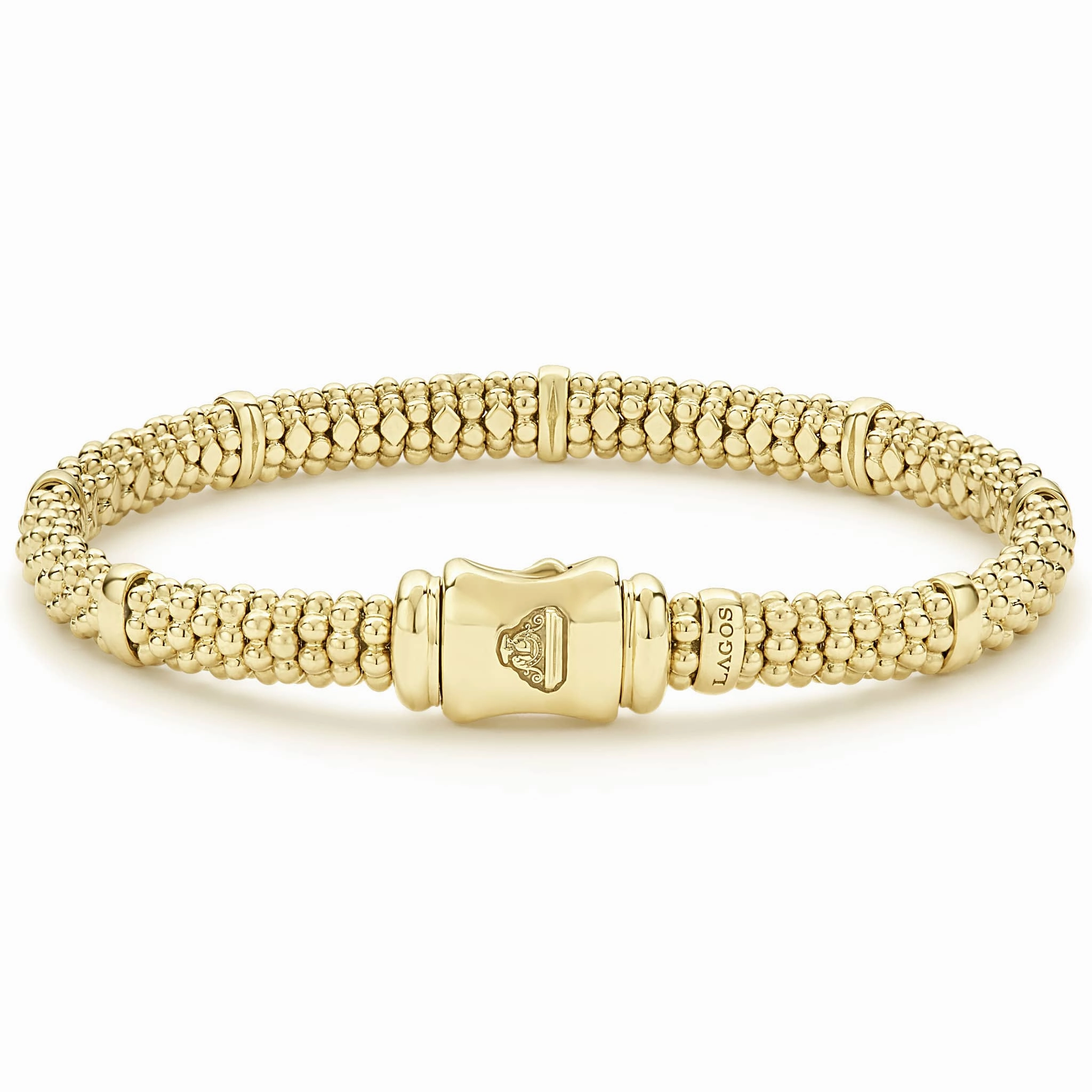 Caviar Gold 18K Gold Station Caviar Bracelet | 6mm