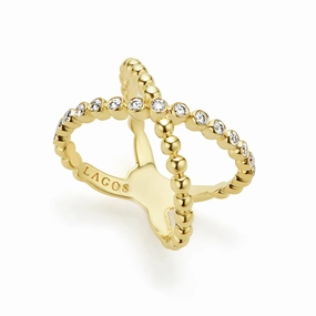 Caviar Gold 18K Gold X Diamond Ring