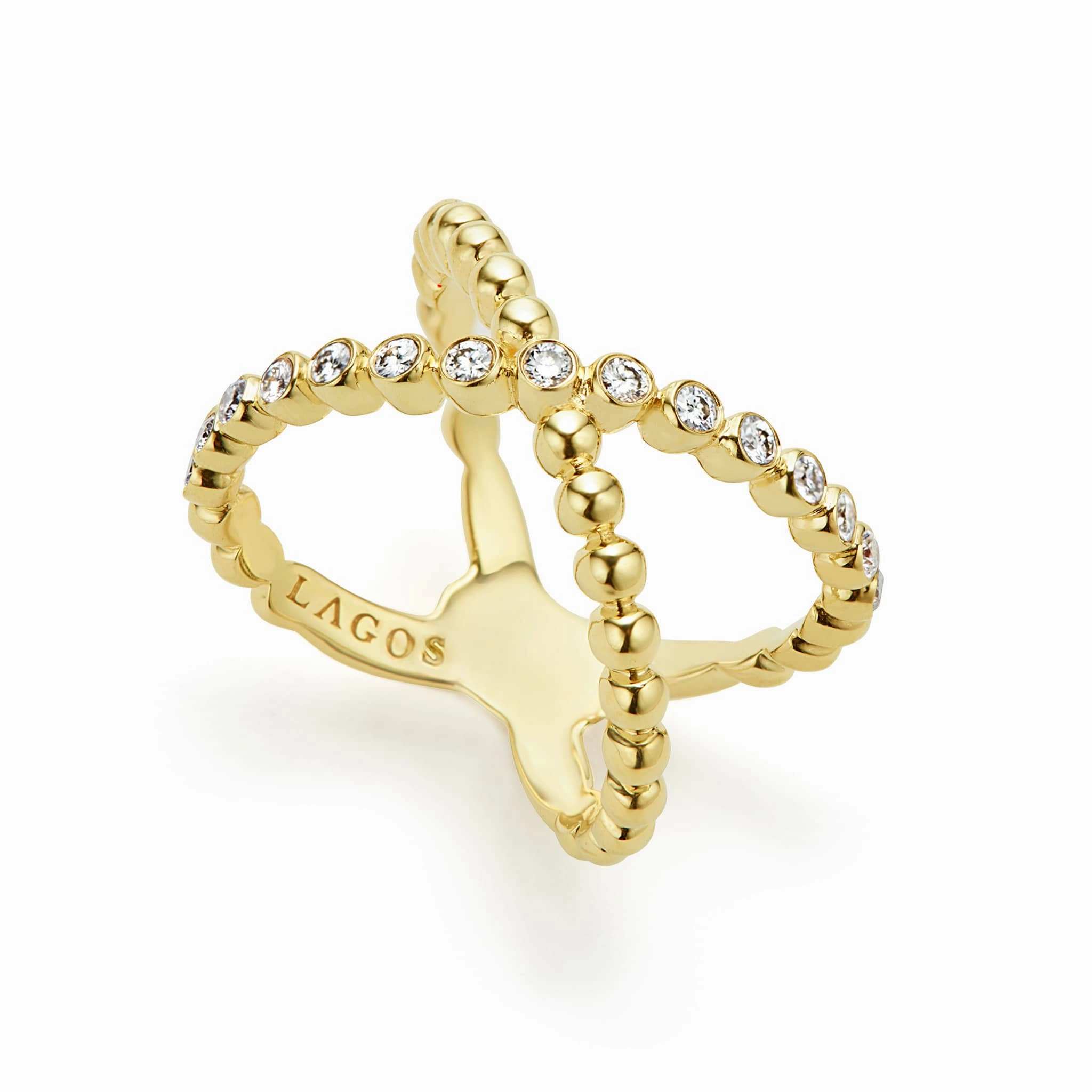 Caviar Gold 18K Gold X Diamond Ring