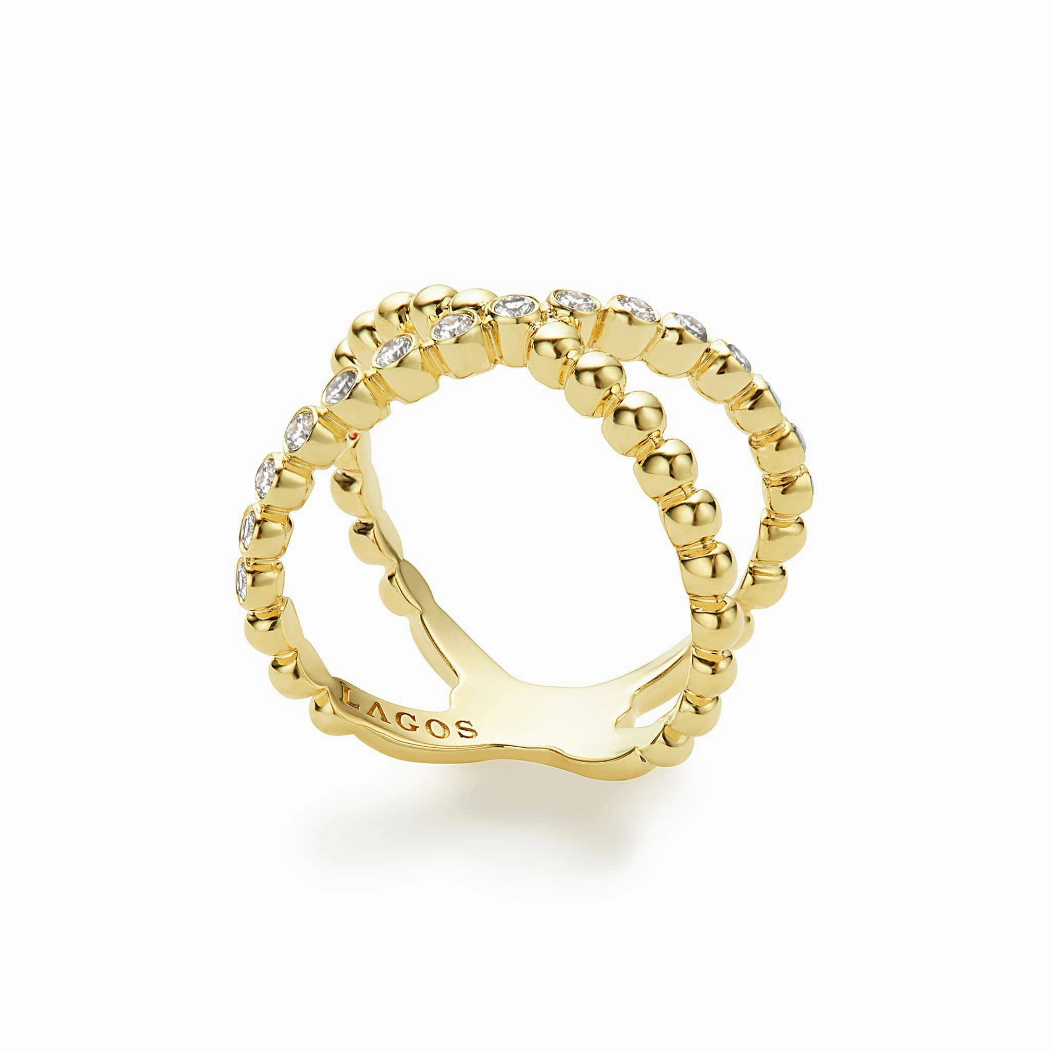 Caviar Gold 18K Gold X Diamond Ring