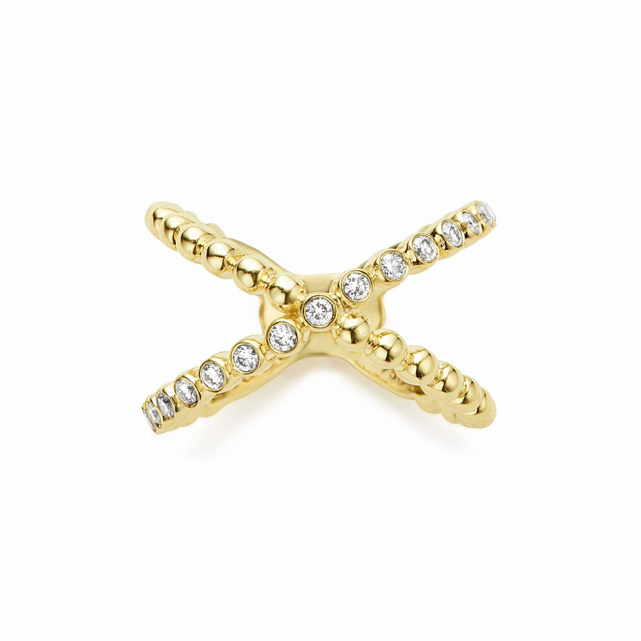 Caviar Gold 18K Gold X Diamond Ring