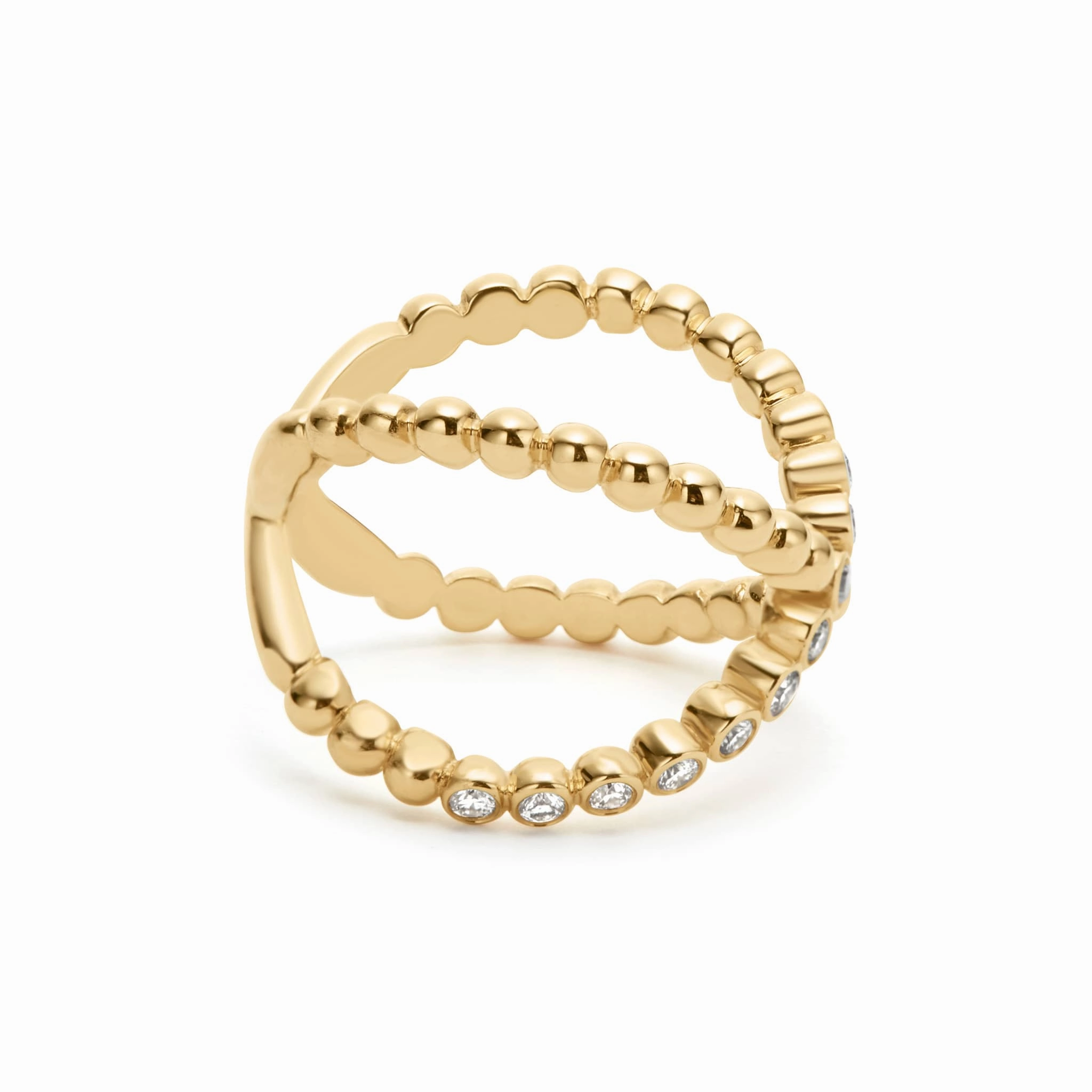Caviar Gold 18K Gold X Diamond Ring