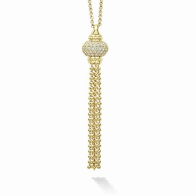 Caviar Gold Caviar Tassel Diamond Pendant Necklace