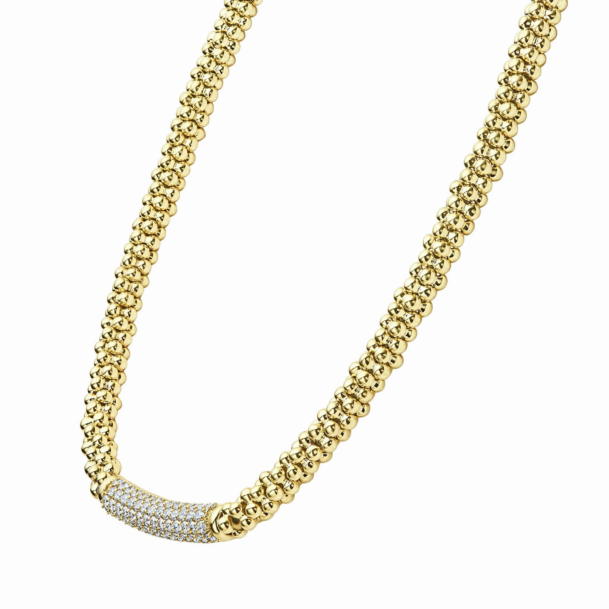 Caviar Gold Diamond Long Station Caviar Necklace