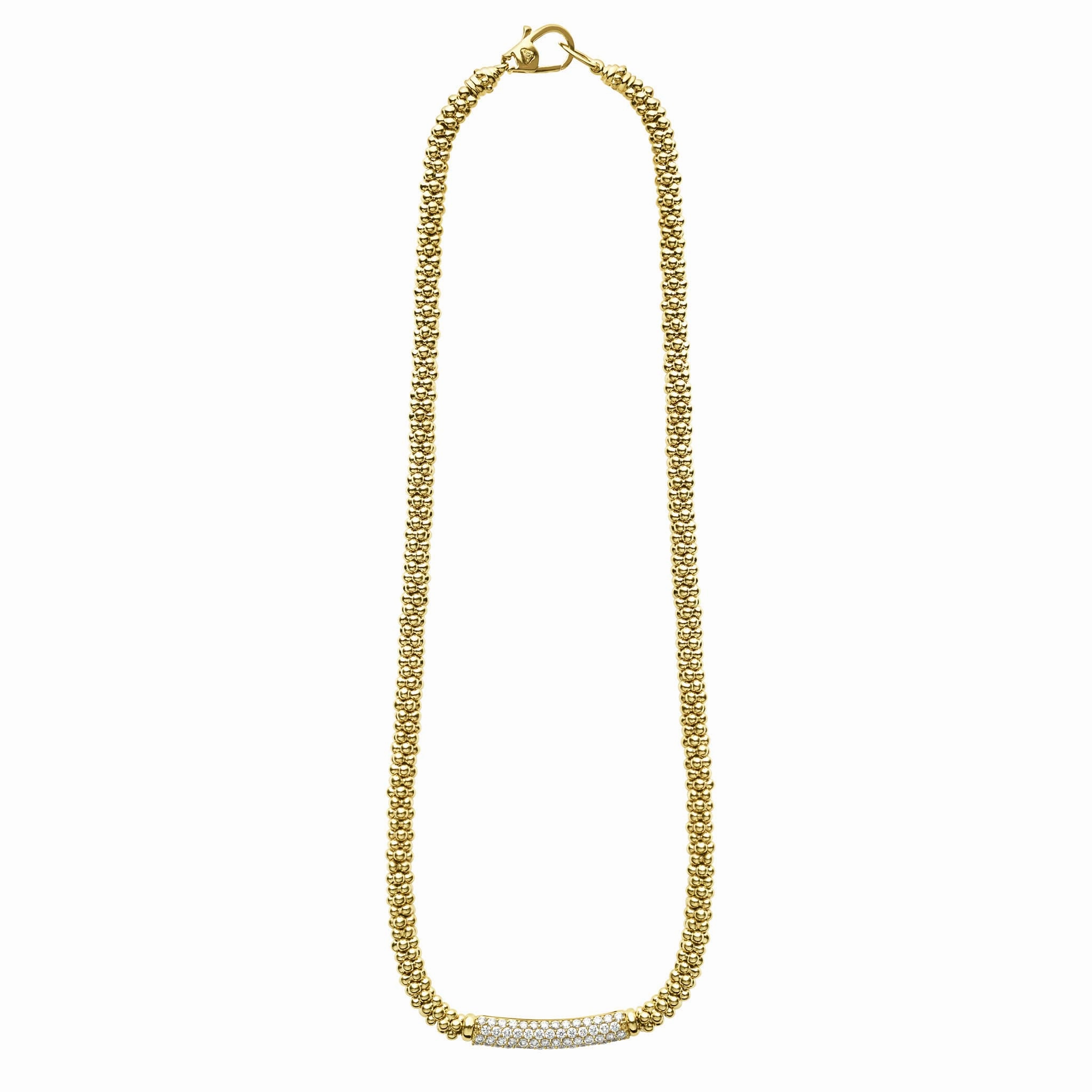 Caviar Gold Diamond Long Station Caviar Necklace