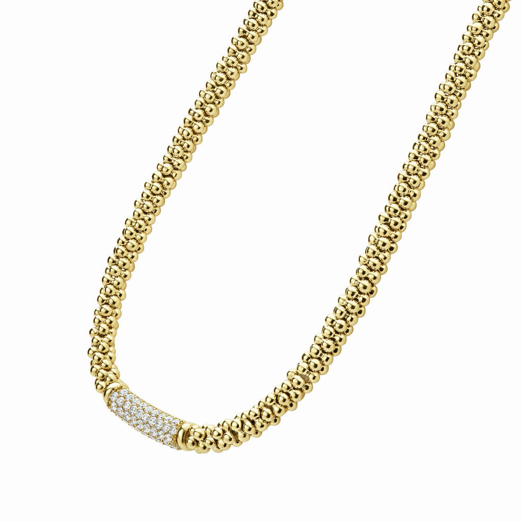 Caviar Gold Diamond Medium Station Caviar Necklace