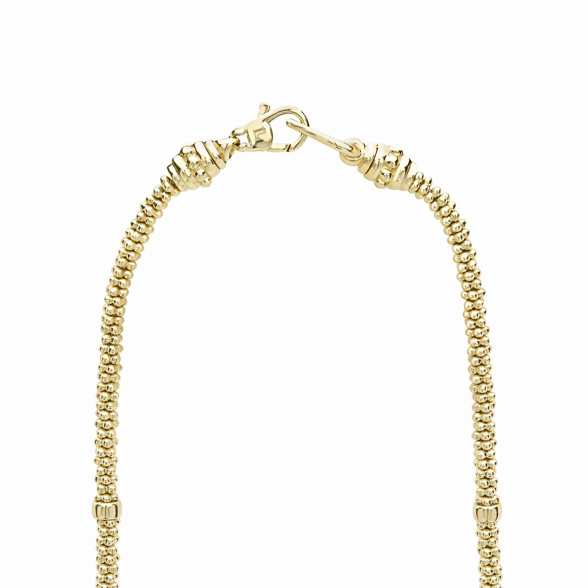 Caviar Gold Eight Gold Station Diamond Caviar Necklace | 3mm