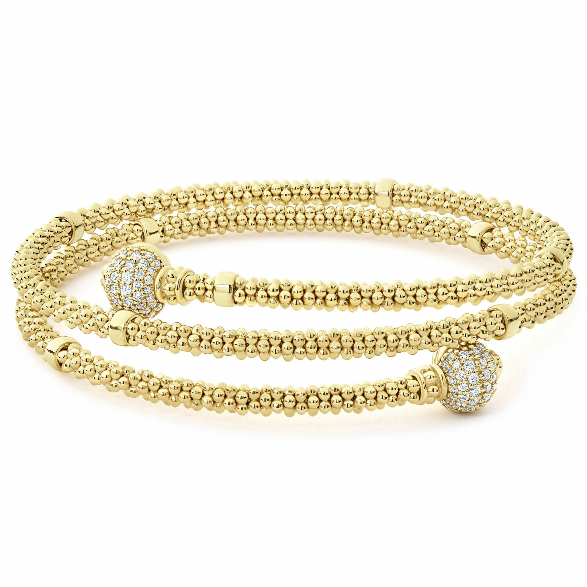 Caviar Gold Elevated 18K Gold Wrap Diamond Bracelet