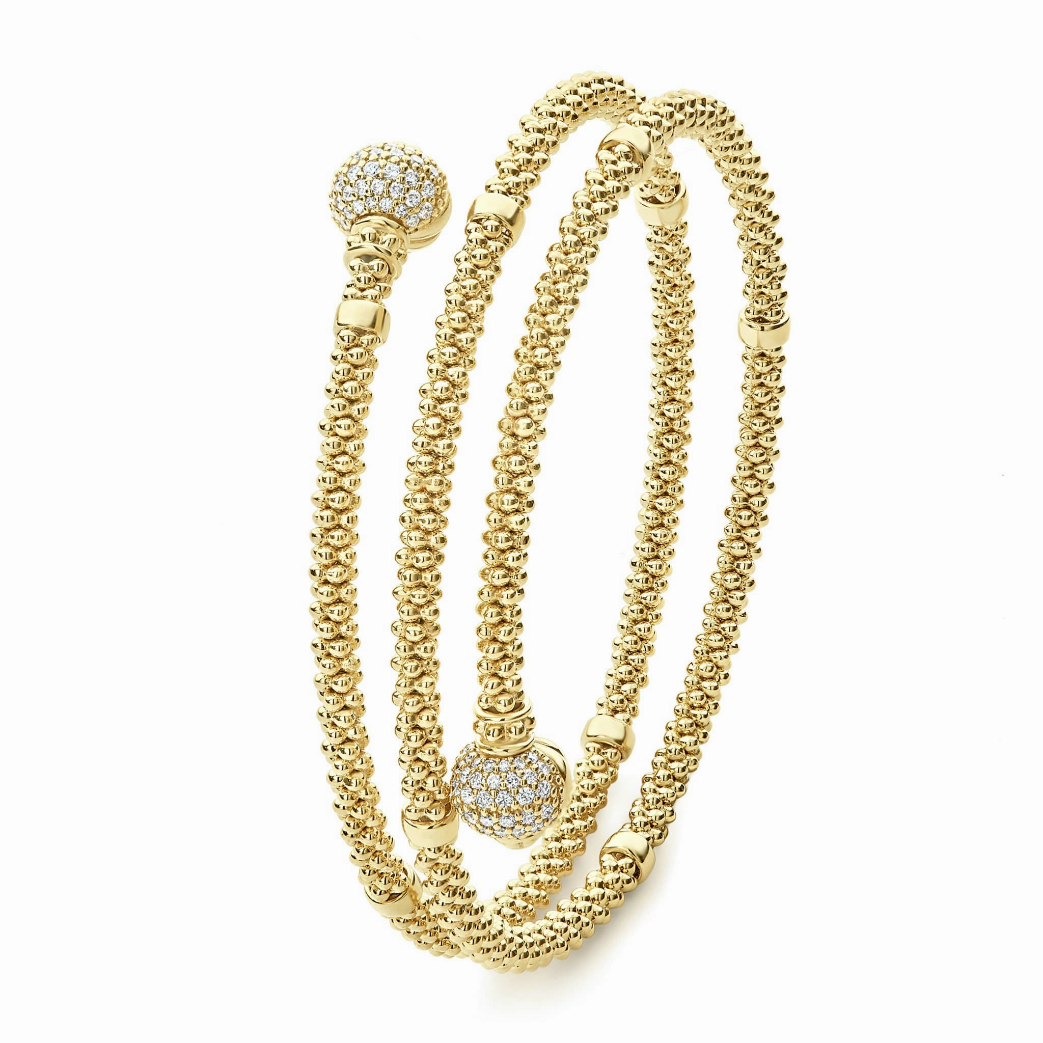 Caviar Gold Elevated 18K Gold Wrap Diamond Bracelet
